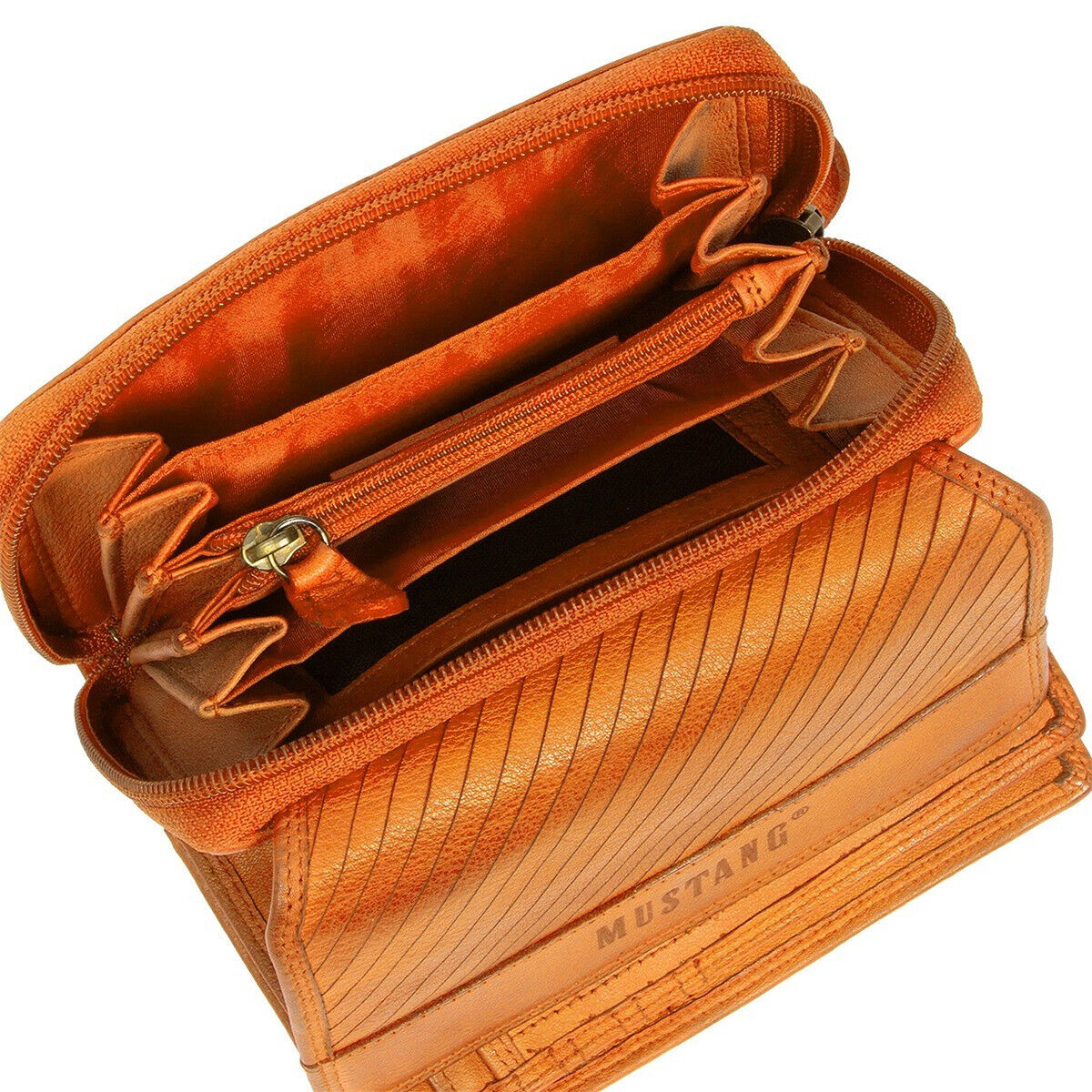 Mustang echt Leder Damen Geldbörse Portemonnaie Brasilia tolle Ausstattung, knautschig weiches Leder