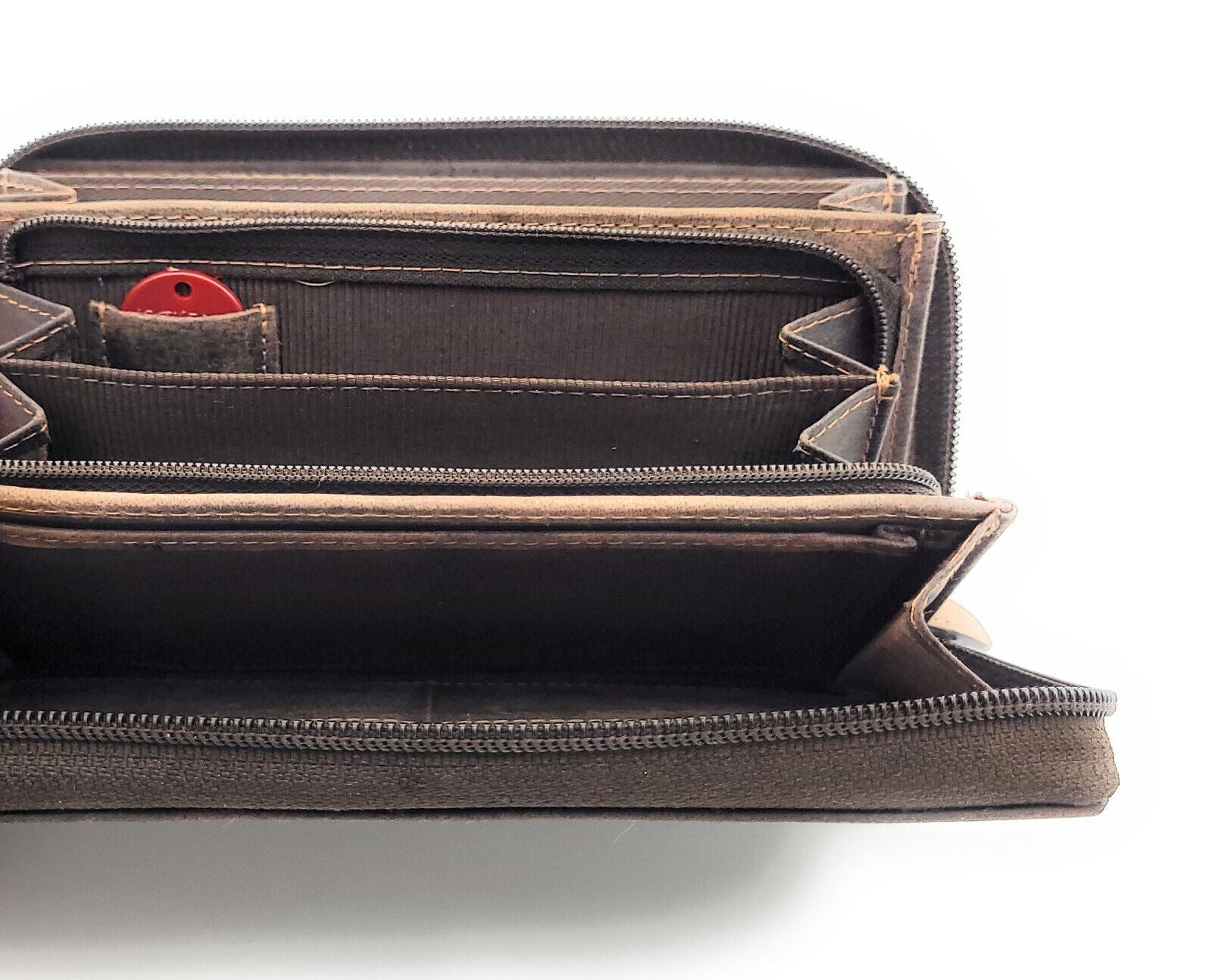 Premium Damen Reißverschluss Geldbörse aus echtem Büffelleder mit RFID-Schutz - Vintage Leder Portemonnaie mit 12 Kartenfächern - Handgefertigt