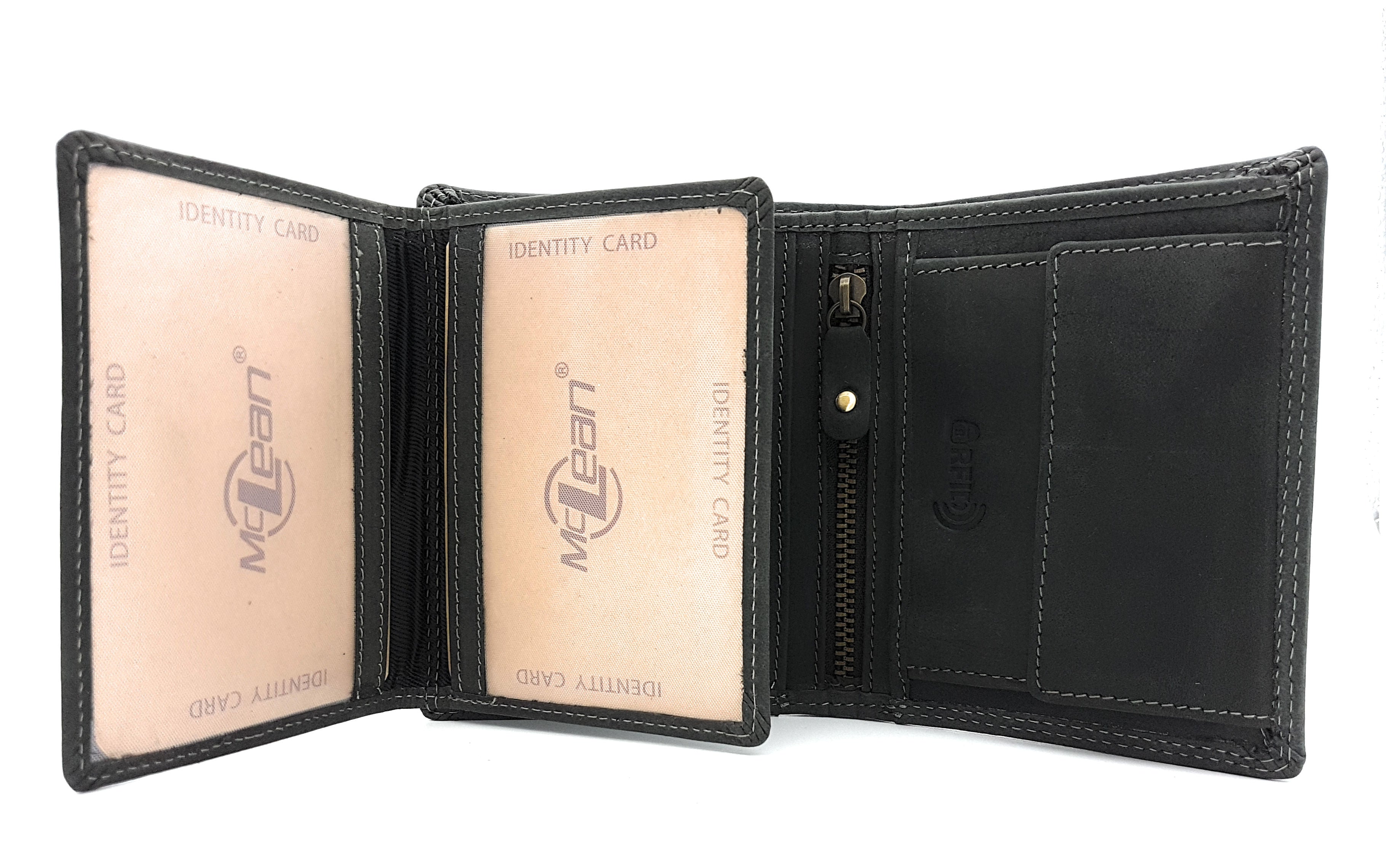 McLean echt Büffel Voll-Leder Geldbörse Portemonnaie Totenkopf Skull mit RFID NFC Schutz schwarz