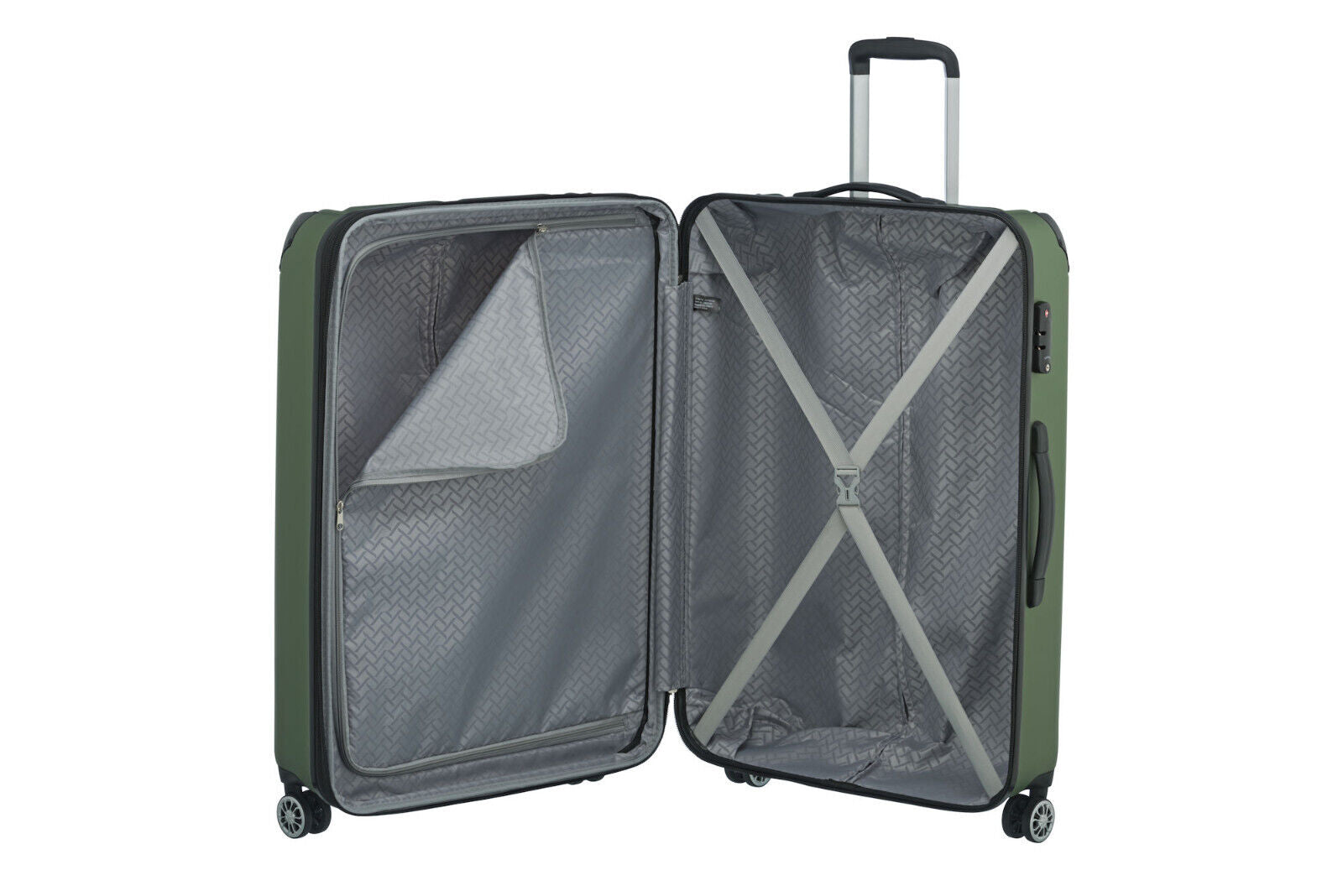 Travelite City Reisekoffer L Trolley Koffer 77cm 4 Rad / Rollen TSA Dehnfalte grün