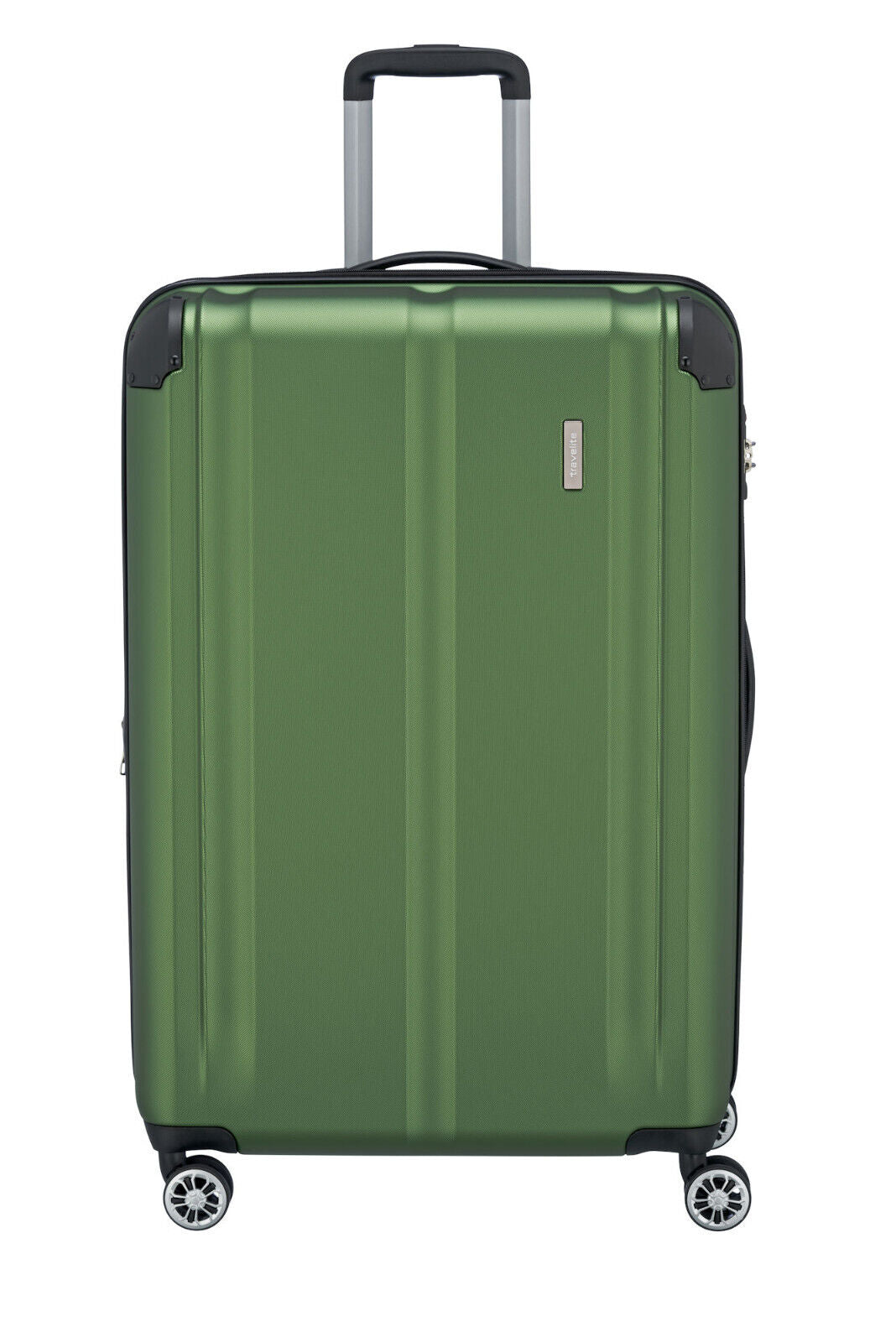 Travelite City Reisekoffer L Trolley Koffer 77cm 4 Rad / Rollen TSA Dehnfalte grün