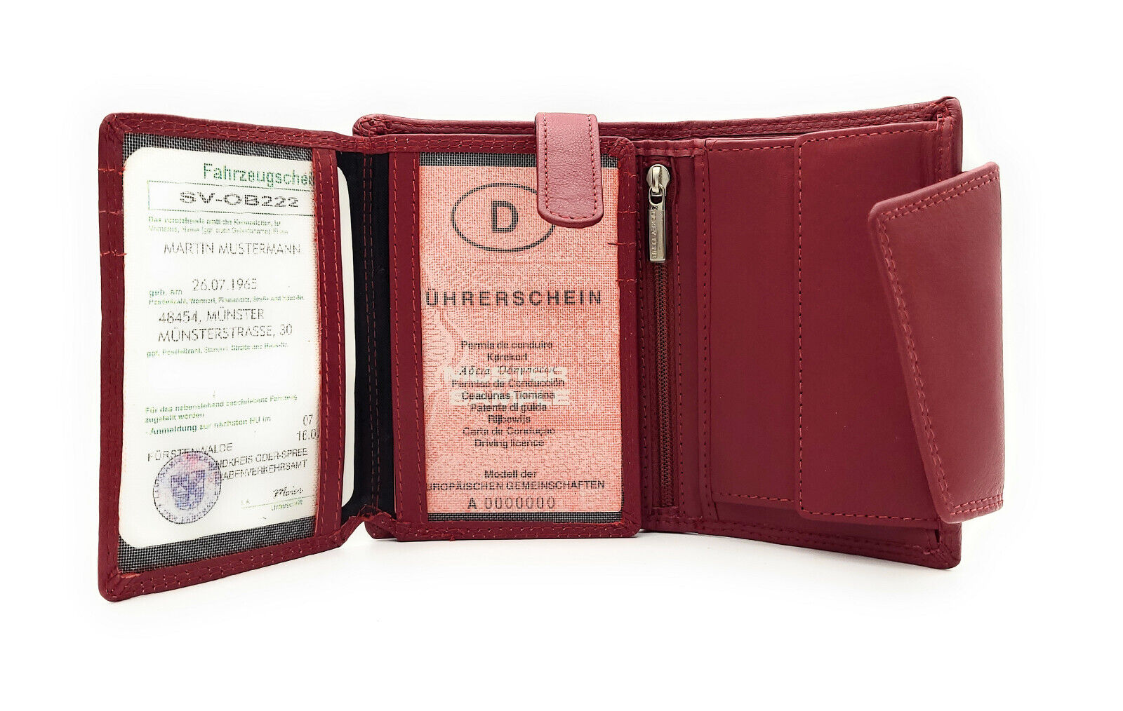 Jockey Club echt Leder Damen Geldbörse Portemonnaie Geldbeutel viele Fächer mit RFID Schutz rot