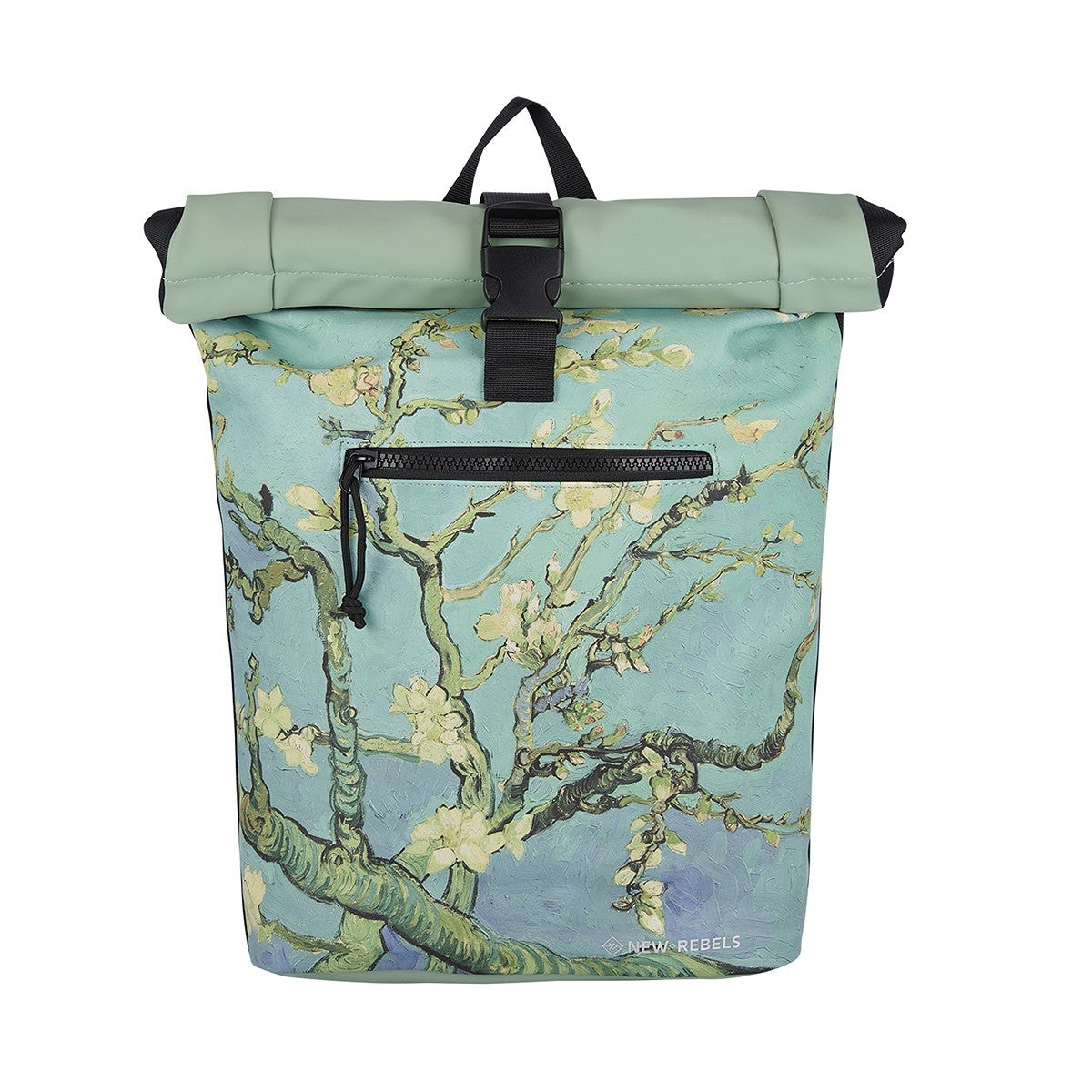 New Rebels Mart Art Roll Up Kurier Rucksack New York Almond Blossom, Mandelblüte, wasserabweisend, Laptopfach
