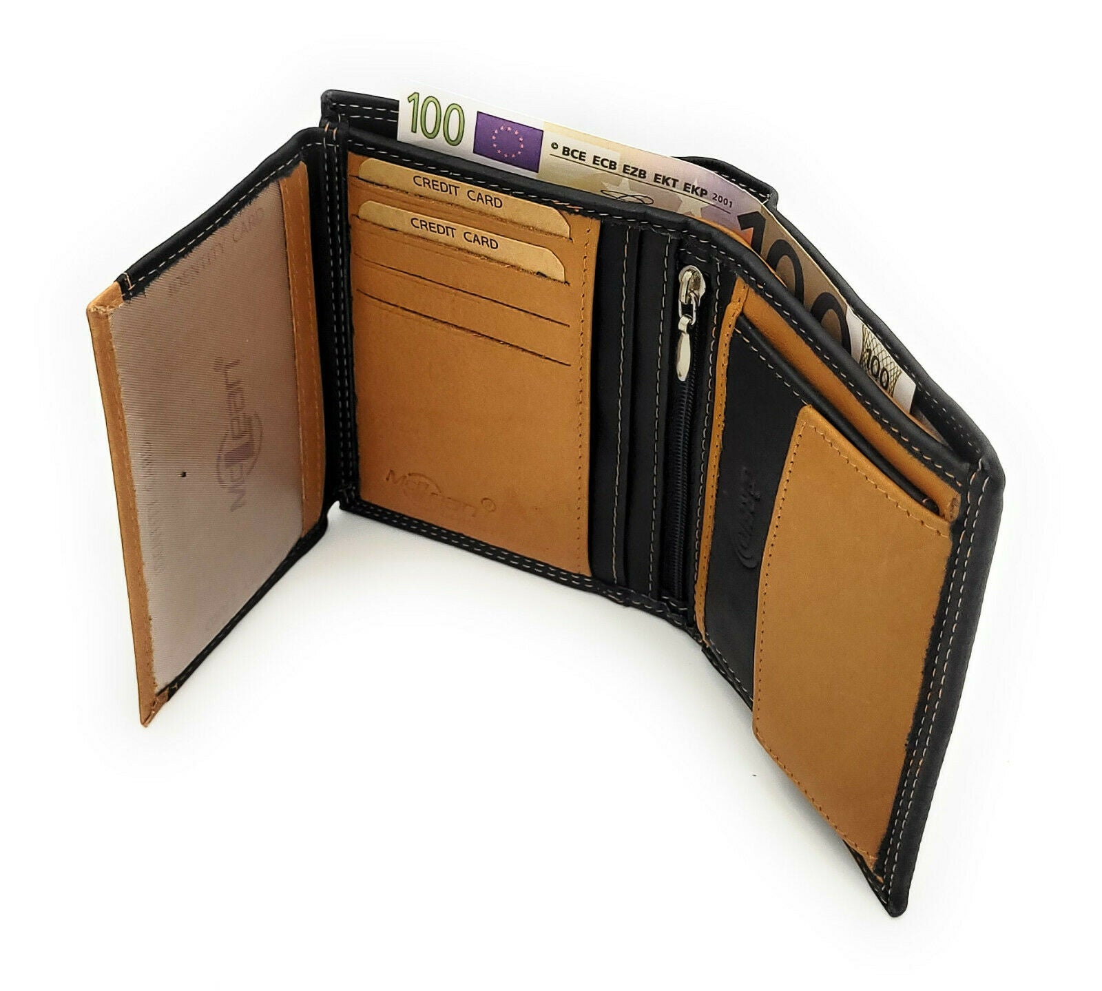 Jockey Club Basic echt Leder Geldbörse Portemonnaie Geldbeutel RFID NFC Schutz schwarz hellbraun