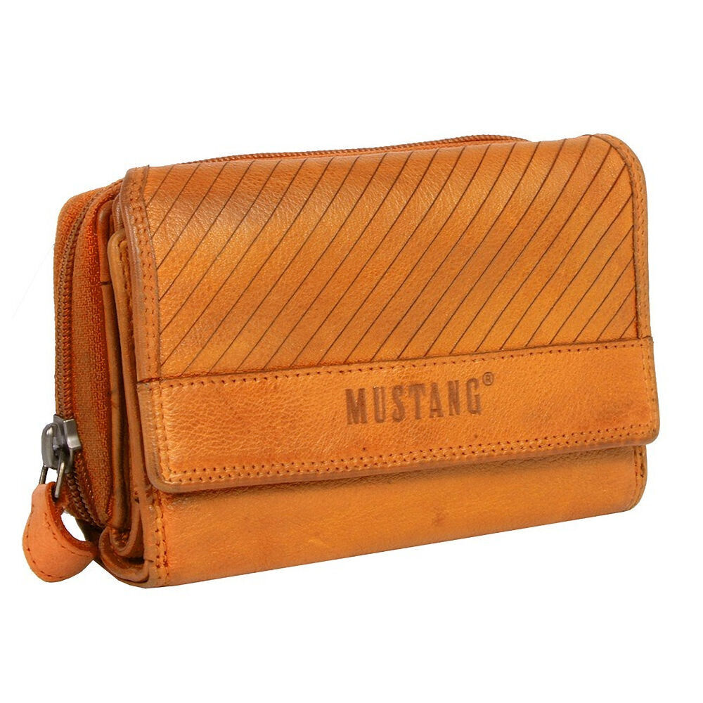 Mustang echt Leder Damen Geldbörse Portemonnaie Brasilia tolle Ausstattung, knautschig weiches Leder