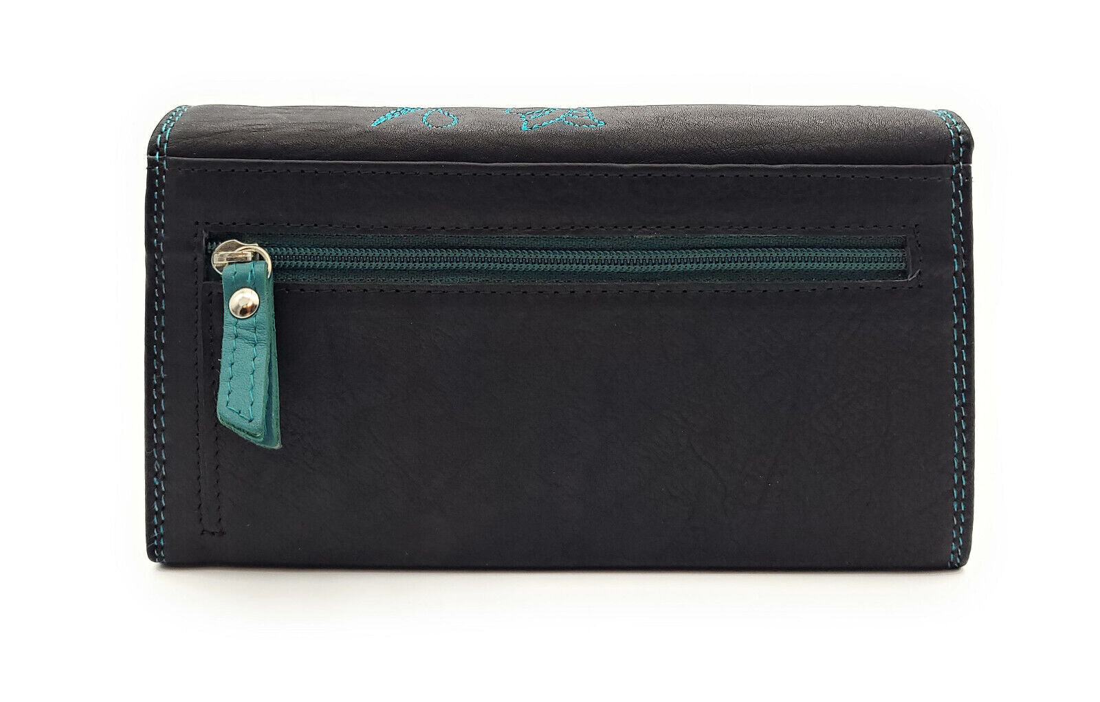 Jockey Club echt Leder Damen Geldbörse Portemonnaie mit RFID Schutz Flower petrol