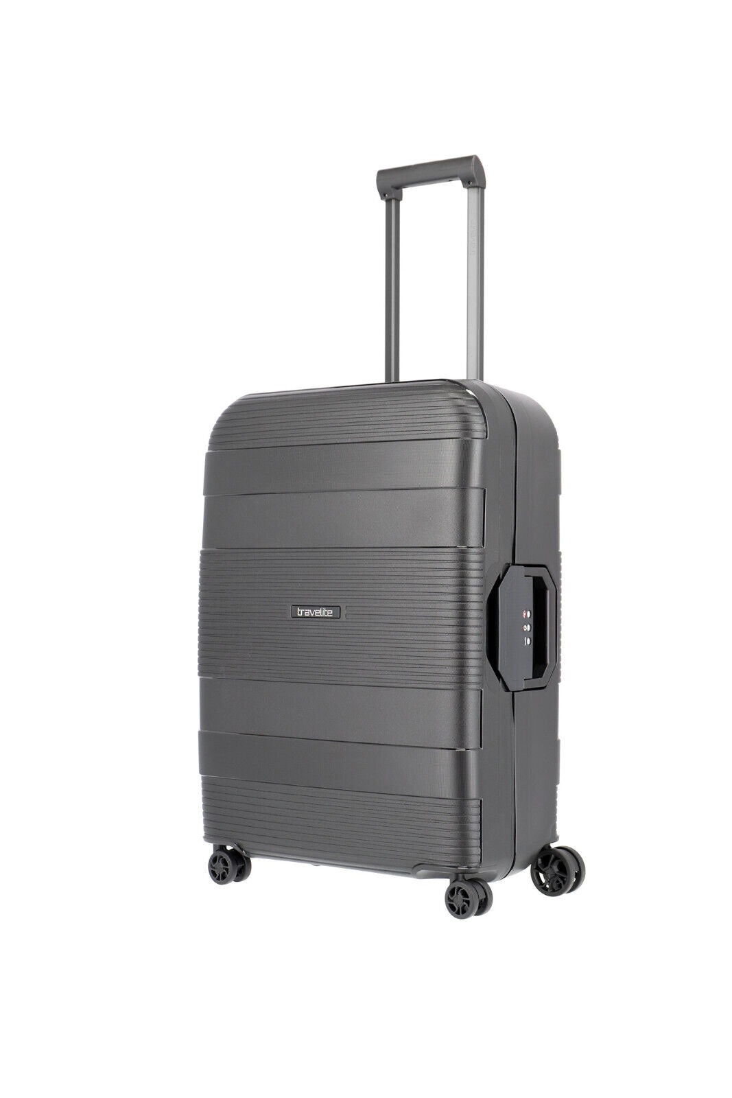 Travelite Korfu Reisekoffer M Trolley Rahmen Koffer 65cm 4 Rad / Rollen TSA schwarz