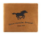 Mustang echt Leder Herren Geldbörse Portemonnaie flach gearbeitet mit RFID Schutz cognac braun