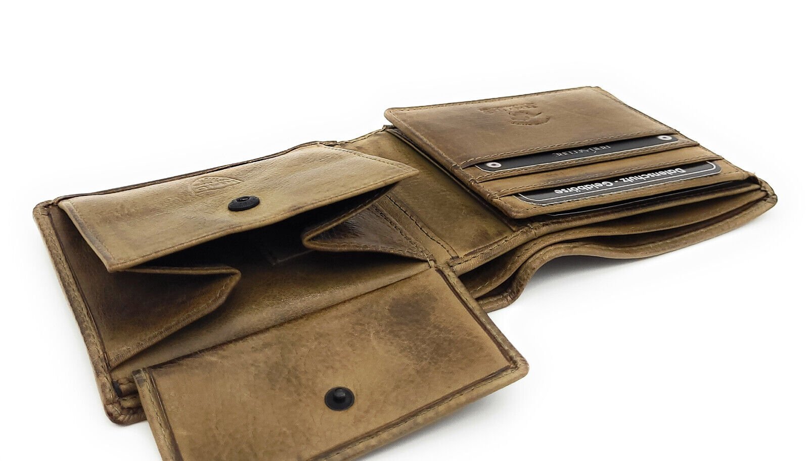 Jockey Club echt Leder Geldbörse Portemonnaie Vintage mit RFID Schutz oil grey