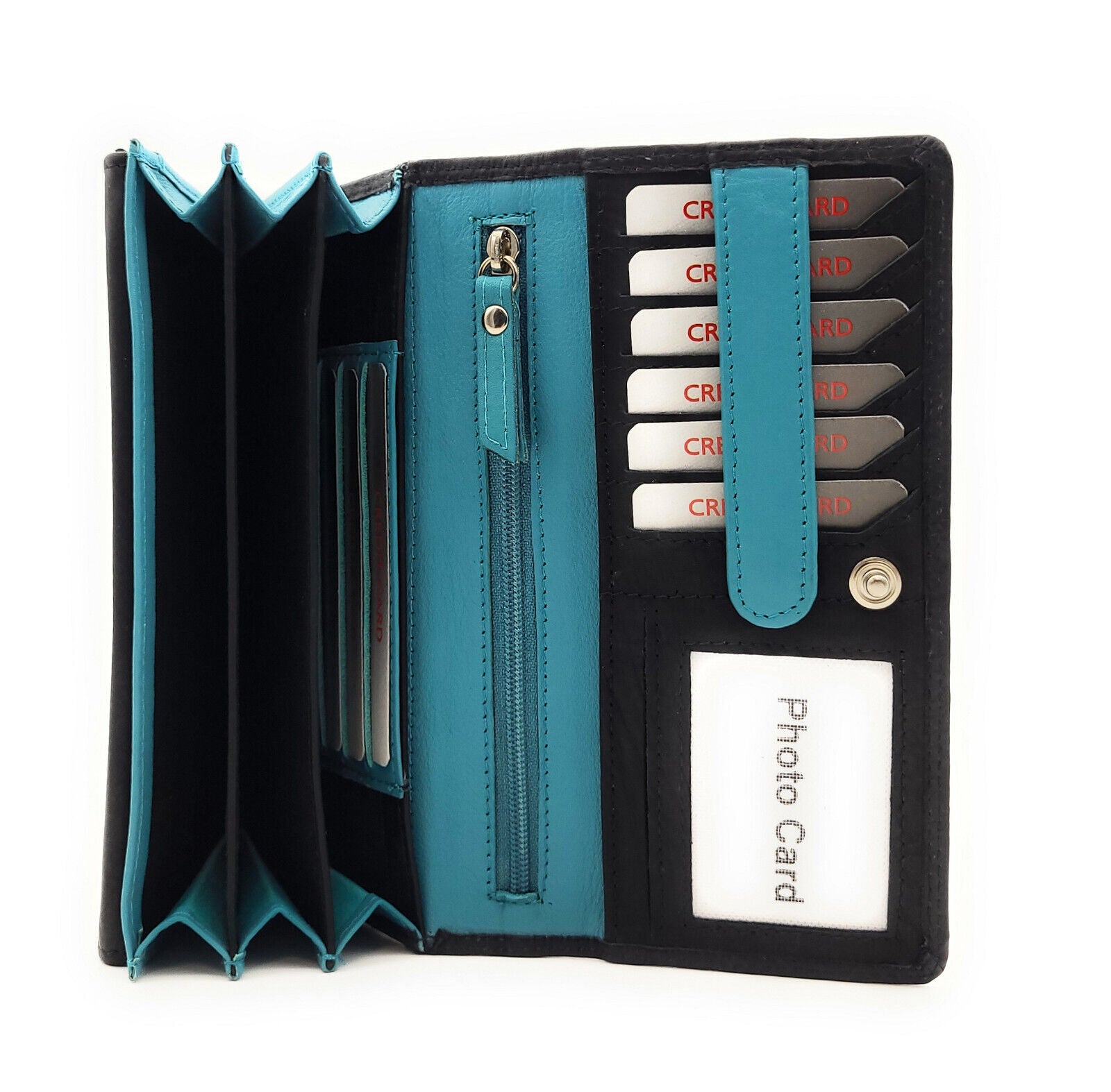 Jockey Club echt Leder Damen Geldbörse Portemonnaie mit RFID Schutz bicolor schwarz blau
