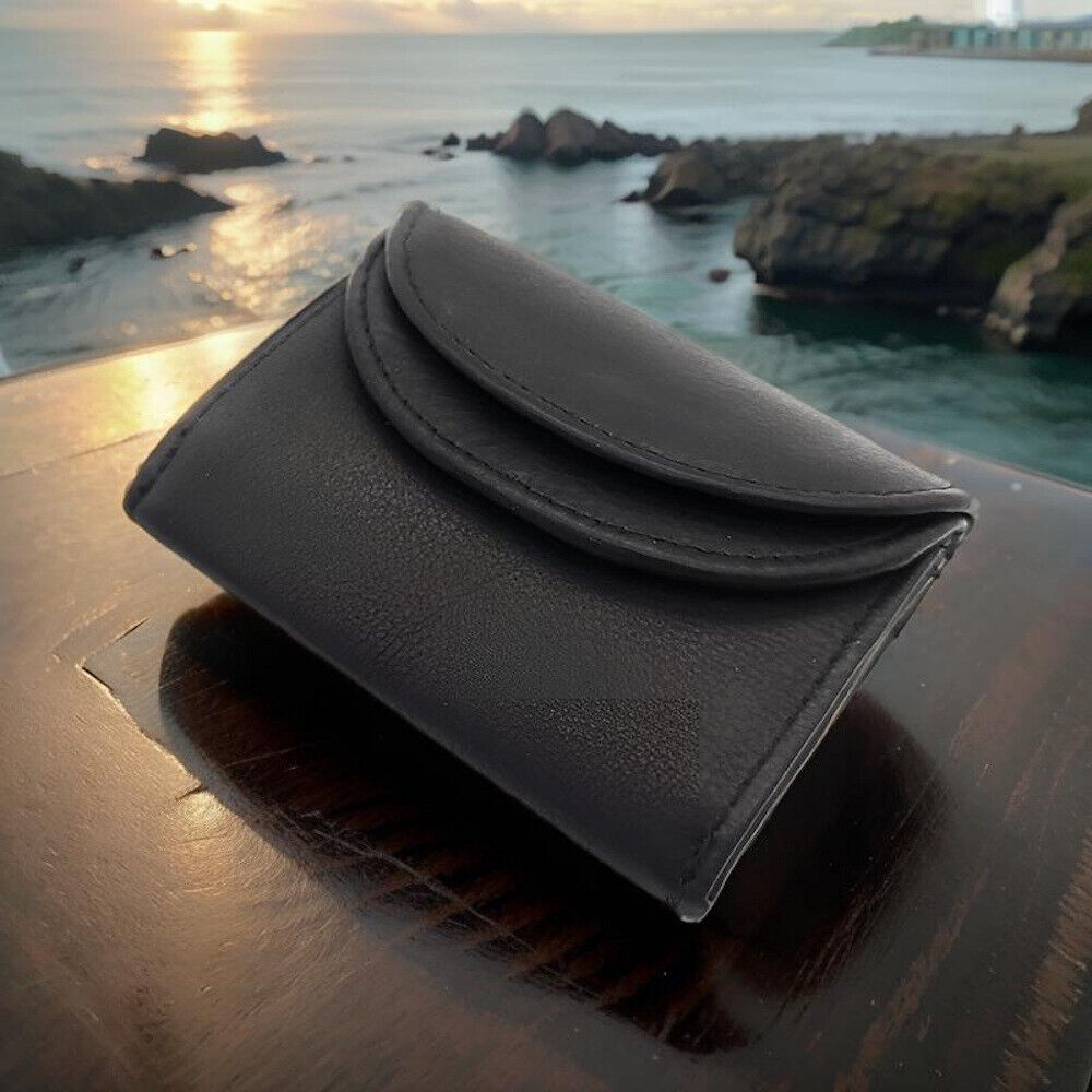 Jockey Club echt Leder Mini Geldbörse Wickelbörse Urlaubsbörse mit RFID Schutz schwarz