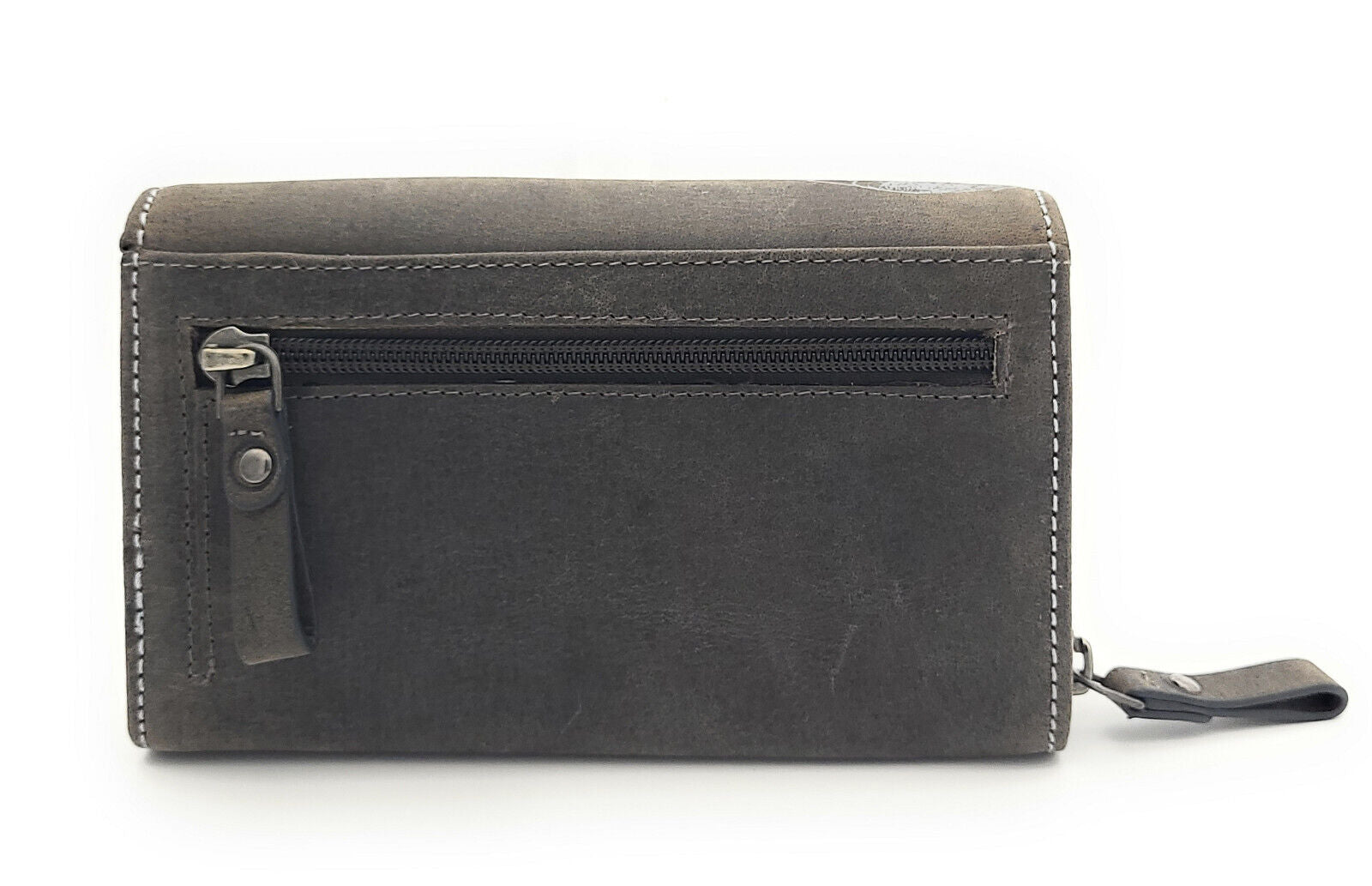 Jockey Club Geldbörse Büffelleder RFID-Schutz Totenkopf Design Grau