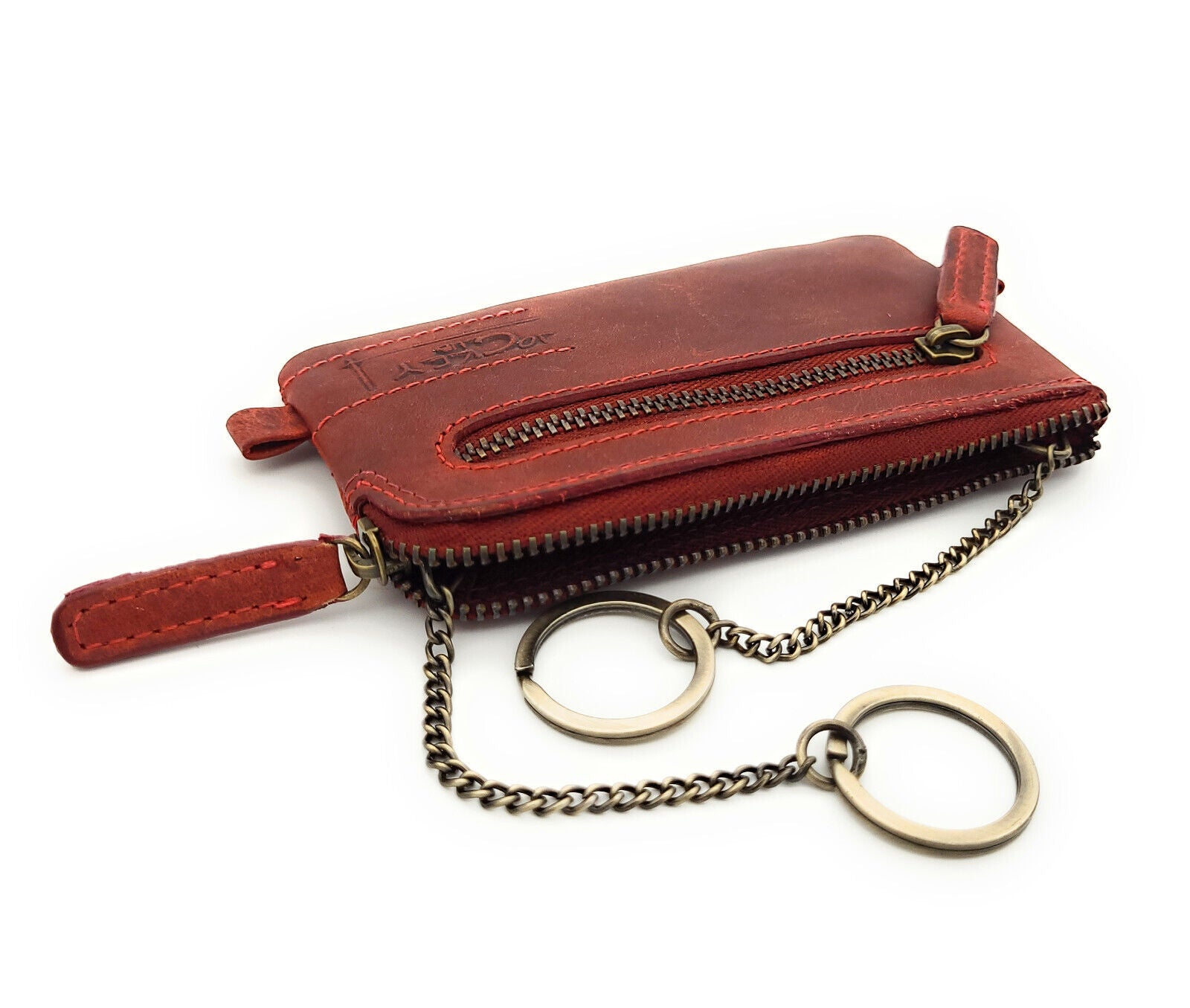 Jockey Club Schlüssel-Etui Mappe Schlüsseltasche Voll-Rind-Leder cherry rot