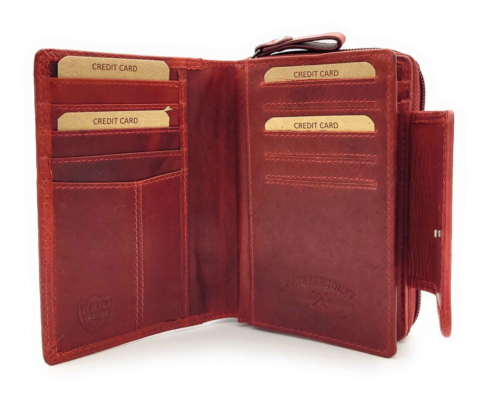 Jockey Club echt Leder Geldbörse Portemonnaie Geldbeutel Sauvage mit RFID Schutz rot