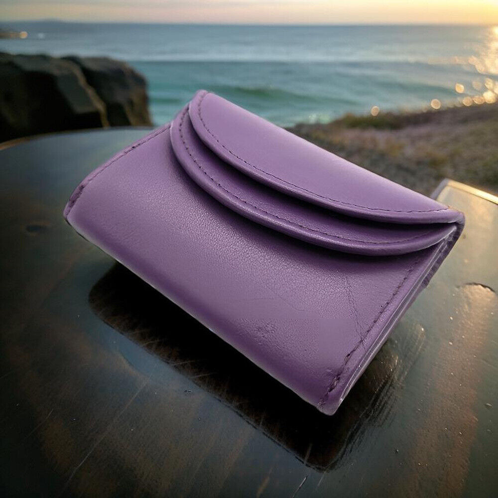 Jockey Club echt Leder Mini Geldbörse Wickelbörse Urlaubsbörse mit RFID Schutz lila