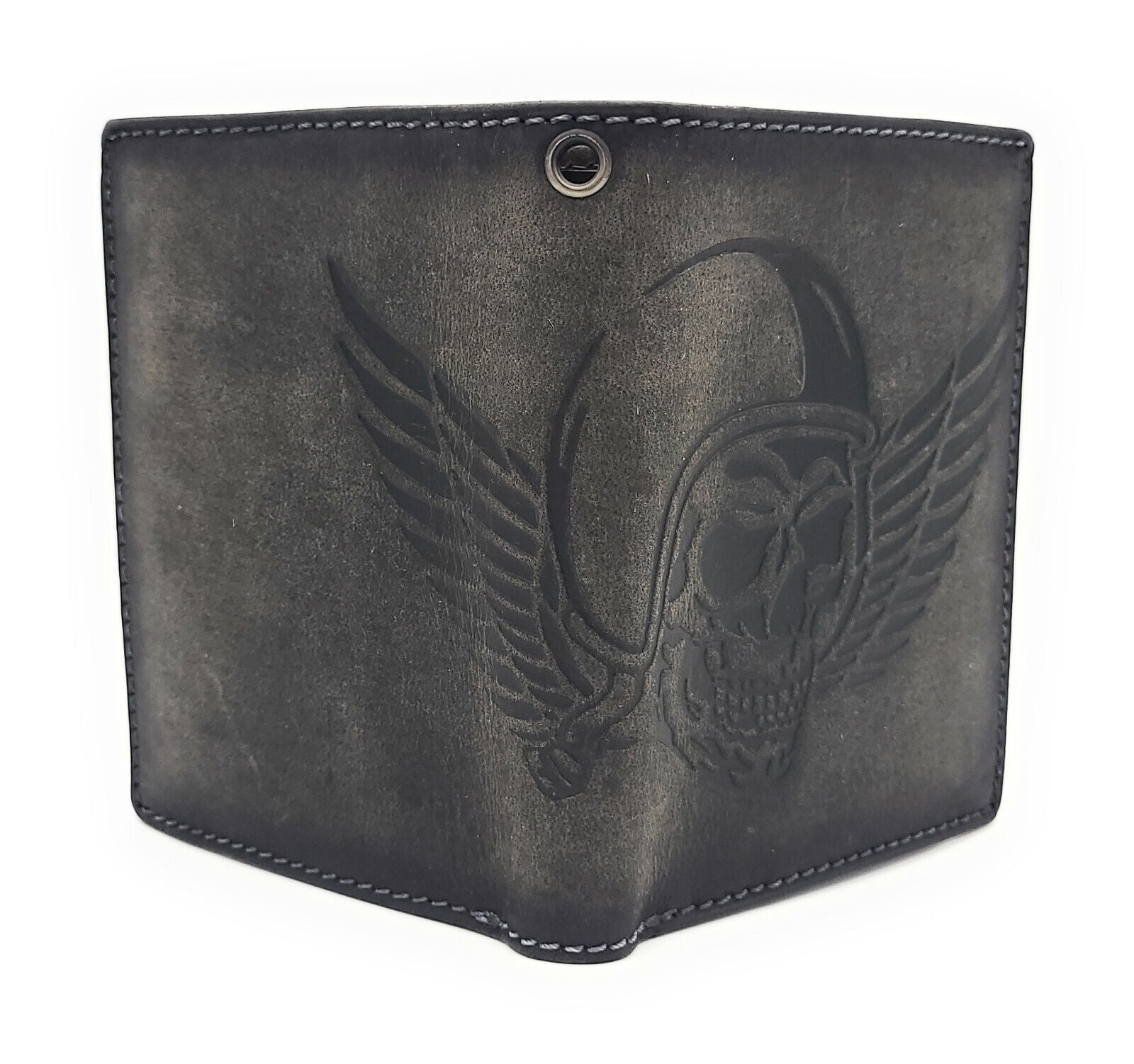 Jockey Club Biker Leder Geldbörse massive Fahrrad-Kette Portemonnaie Totenkopf RFID Schutz
