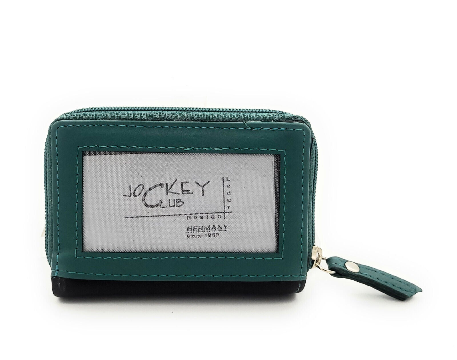 Jockey Club echt Leder Mini Geldbörse Portemonnaie mit RFID Schutz schwarz petrol