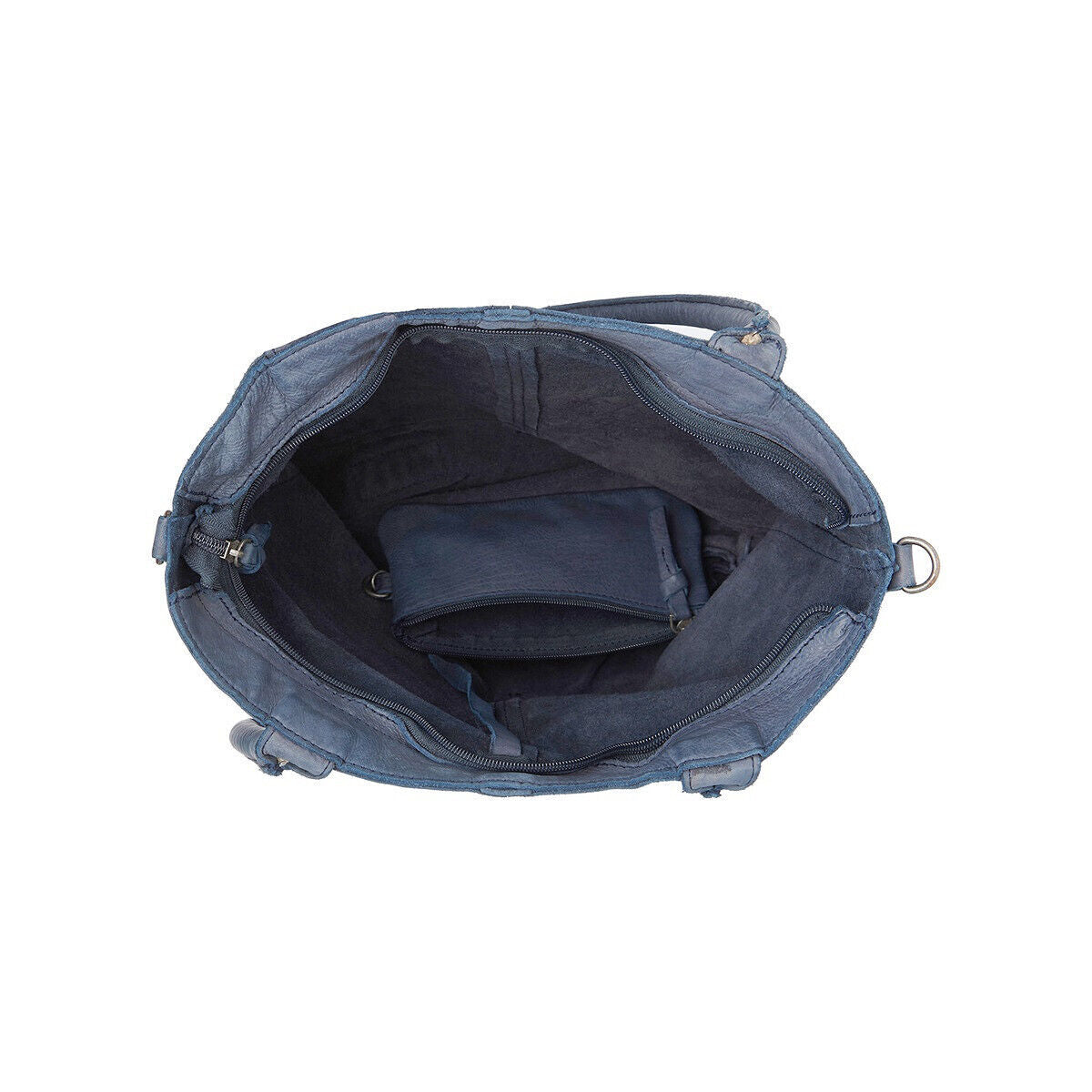 Justified Bags echt Leder Damen Shopper Handtasche Lederhenkel und abnehmbarer Schultergurt Amber navy blau
