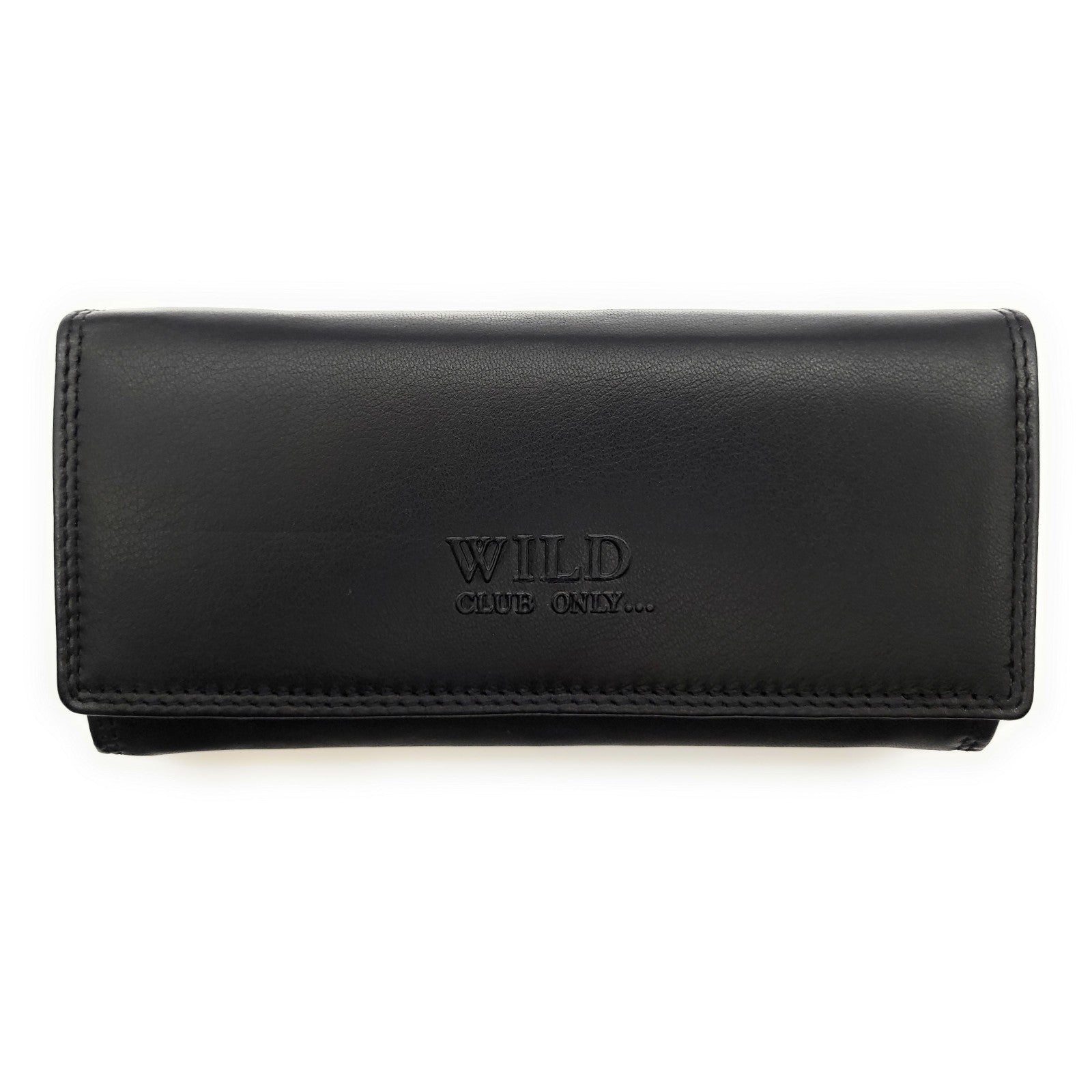 Große Damen Geldbörse aus Echtleder mit RFID-Schutz, 18 Kartenfächer, Langformat mit Münzfach & Doppelnaht schwarz