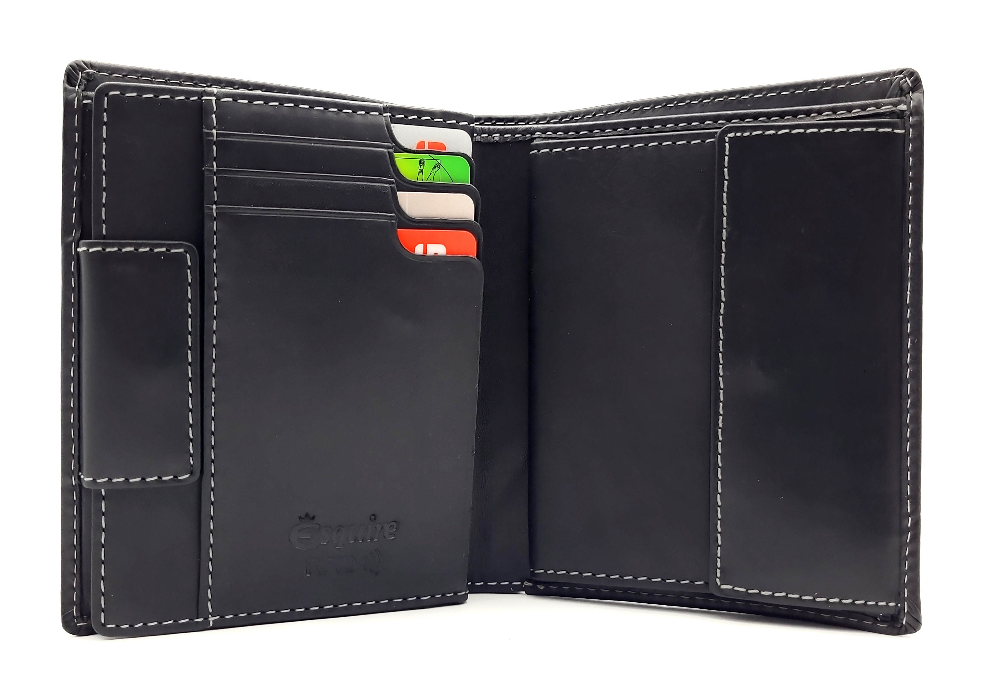 Esquire echt Leder Geldbörse Portemonnaie mit Cardsafe und RFID Schutz "Dallas" 14 Kartenfächer schwarz