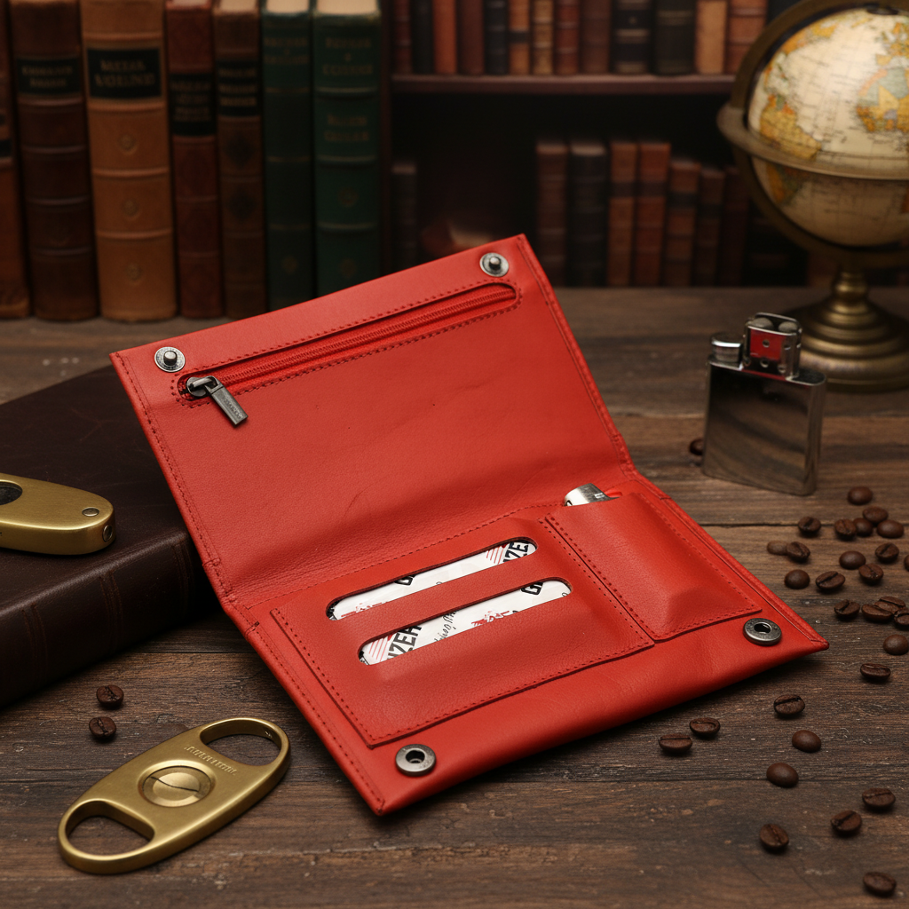 echt Leder Tabakbeutel Tabaktasche Tabak Etui Beutel Kautschuk gefüttert "Fresh"