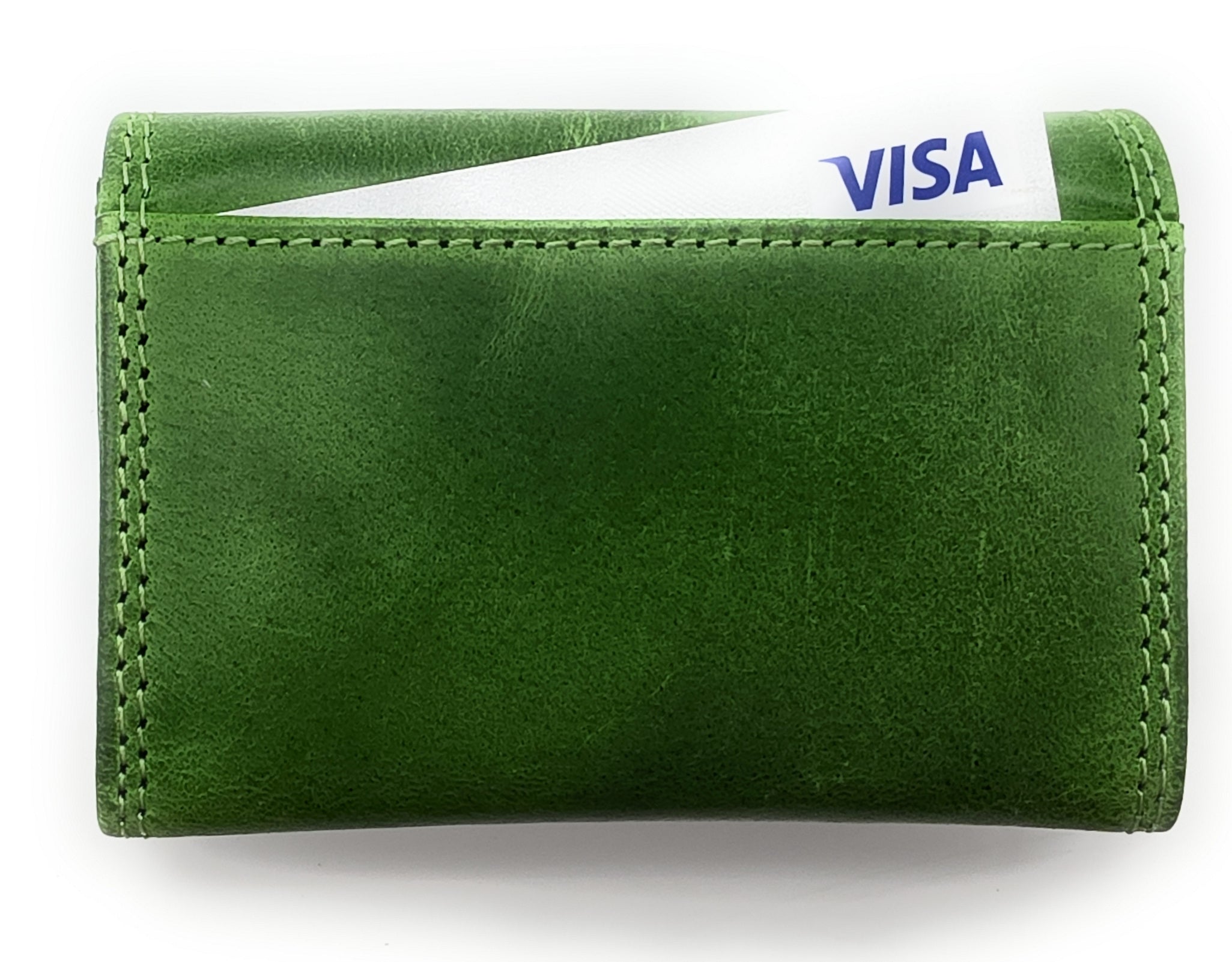 Lemasi echt Leder Mini Geldbörse Portemonnaie Wickelbörse Urlaubsbörse hunter grün