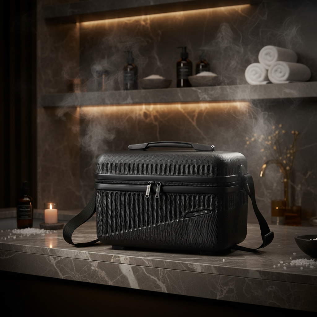 Travelite Bali Beautycase – Kosmetikkoffer 36 cm | 17 l | Hartschale mit Trolley-Aufsteckung & Schultergurt schwarz