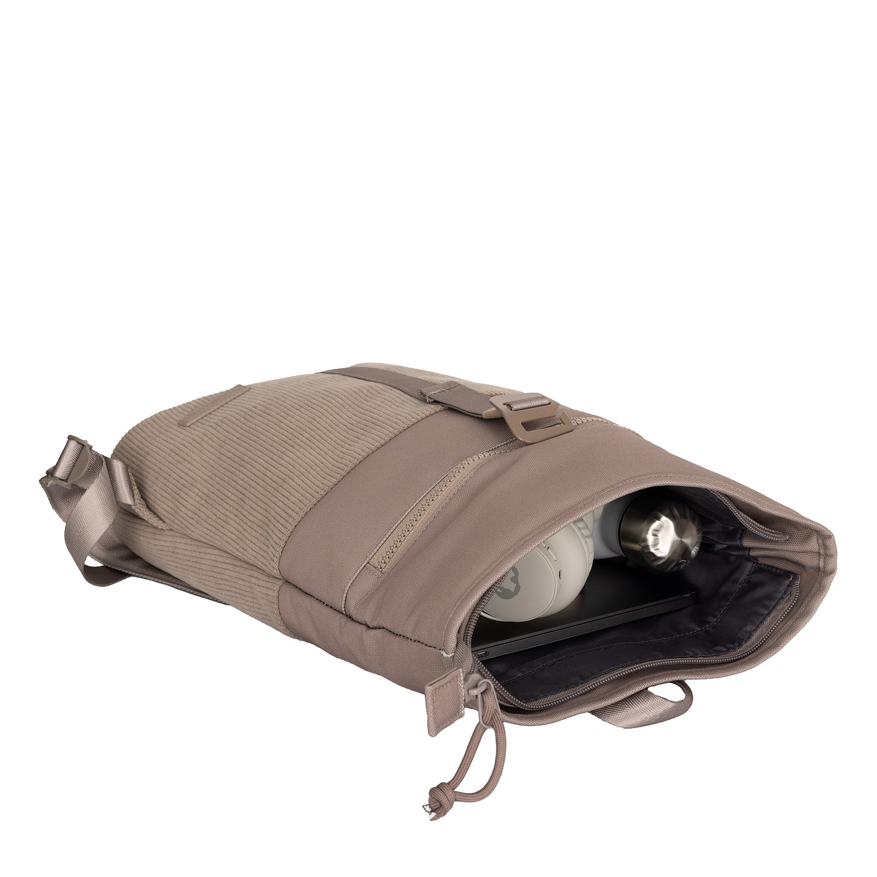 New Rebels Ribbi Roll Up Rolltop City Rucksack Los Angeles Kordoptik taupe