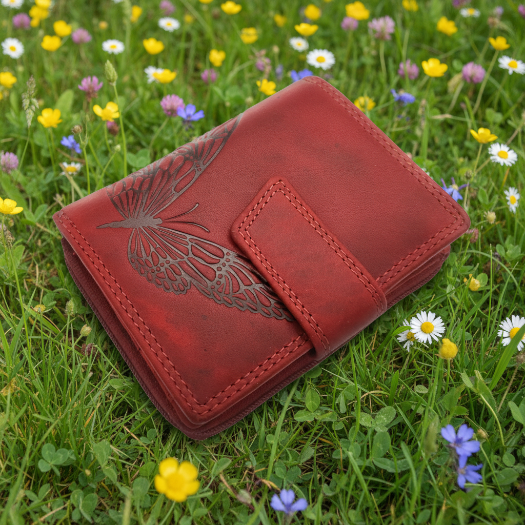 Jockey Club echt Leder Schmetterling Geldbörse Portemonnaie Geldbeutel Sauvage mit RFID Schutz rot