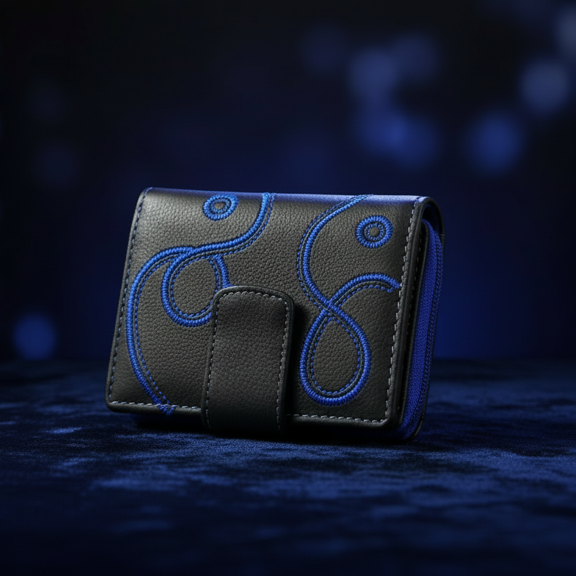 Jockey Club Damen Geldbörse Loop RFID Schutz - Echt Leder Klein Schwarz Royalblau