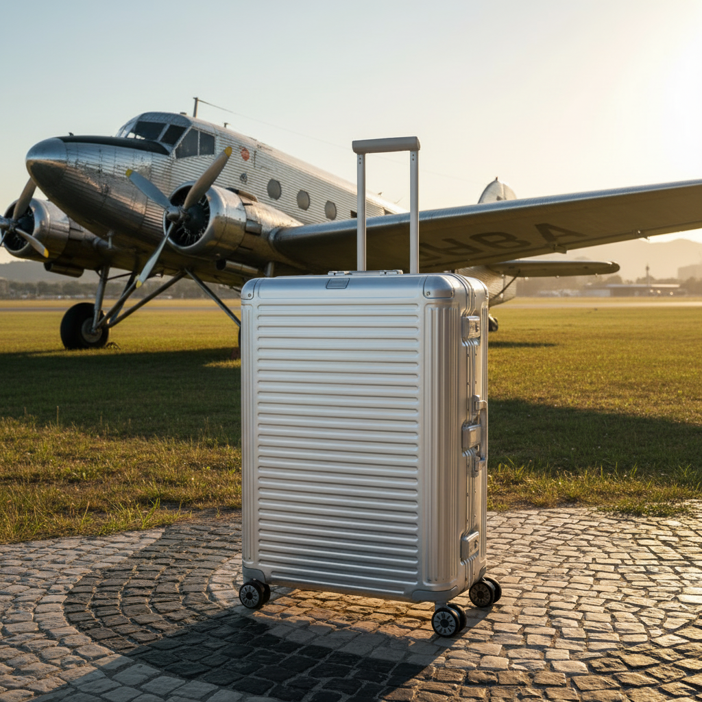 Travelite Next Trolley L – Aluminium Koffer 100 L, TSA, 4 Rollen, variable Packplatte