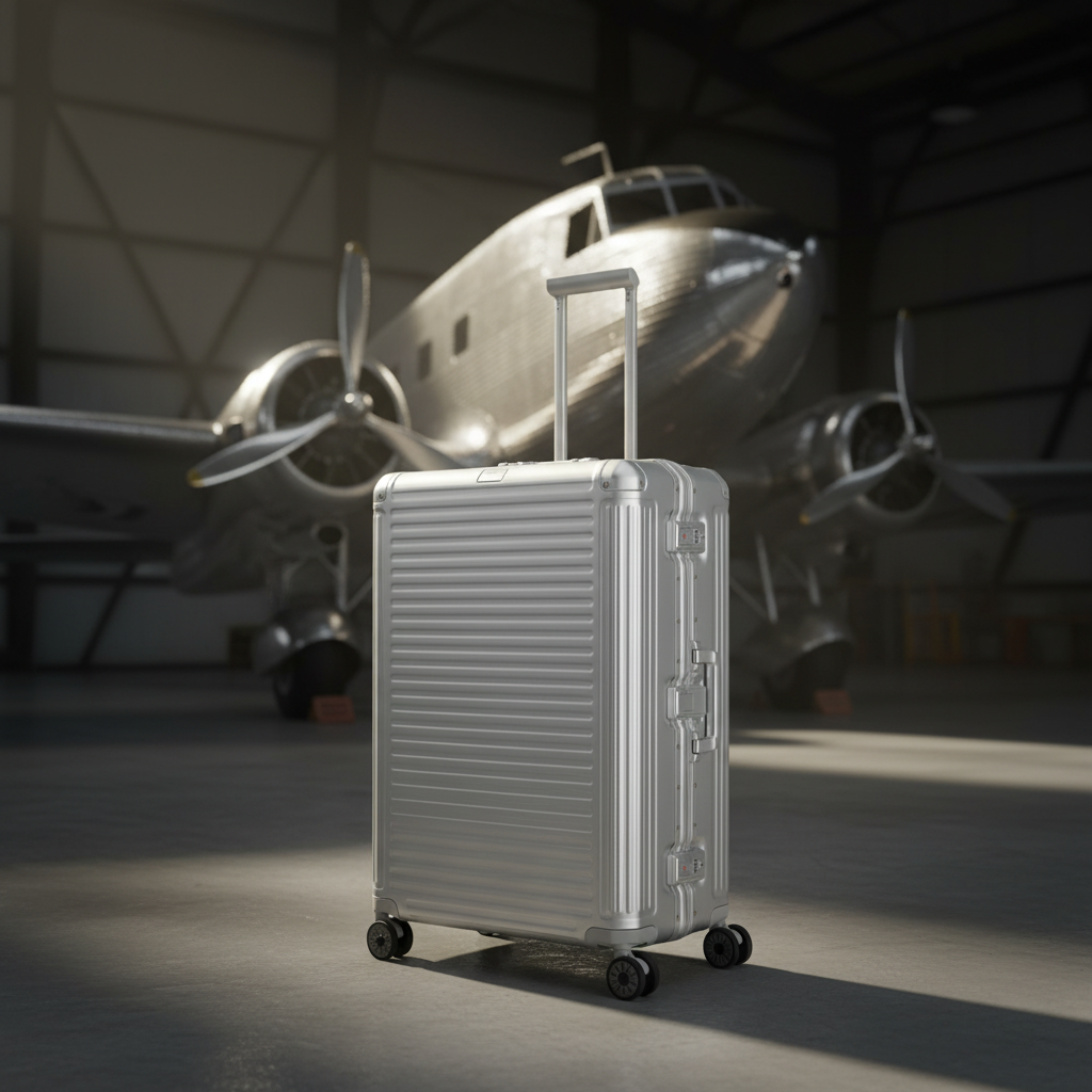 Travelite Next Trolley L – Aluminium Koffer 100 L, TSA, 4 Rollen, variable Packplatte