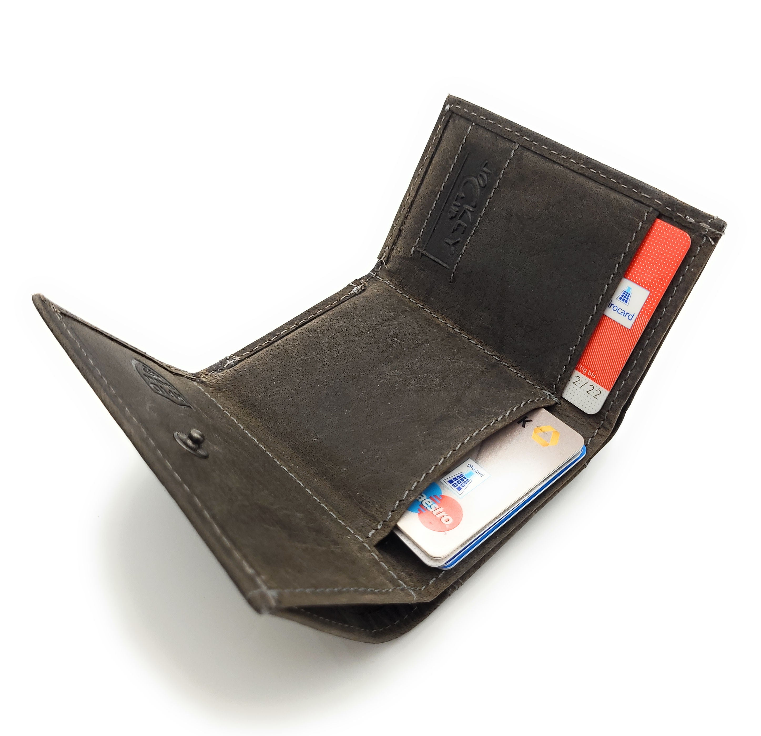 Jockey Club Mini Geldbörse aus Hunterleder | RFID-Schutz & Vintage Design grau