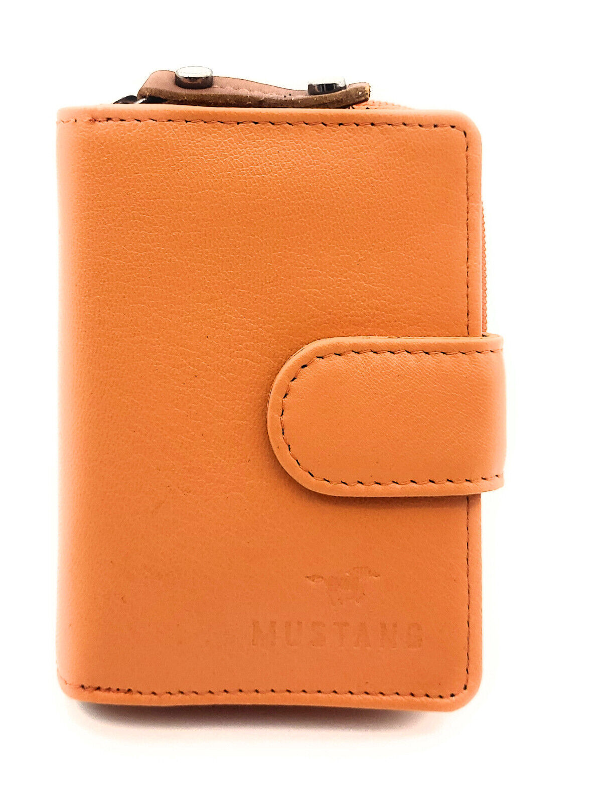 Mustang echt Leder Damen Mini Geldbörse Portemonnaie Urlaubsbörse orange
