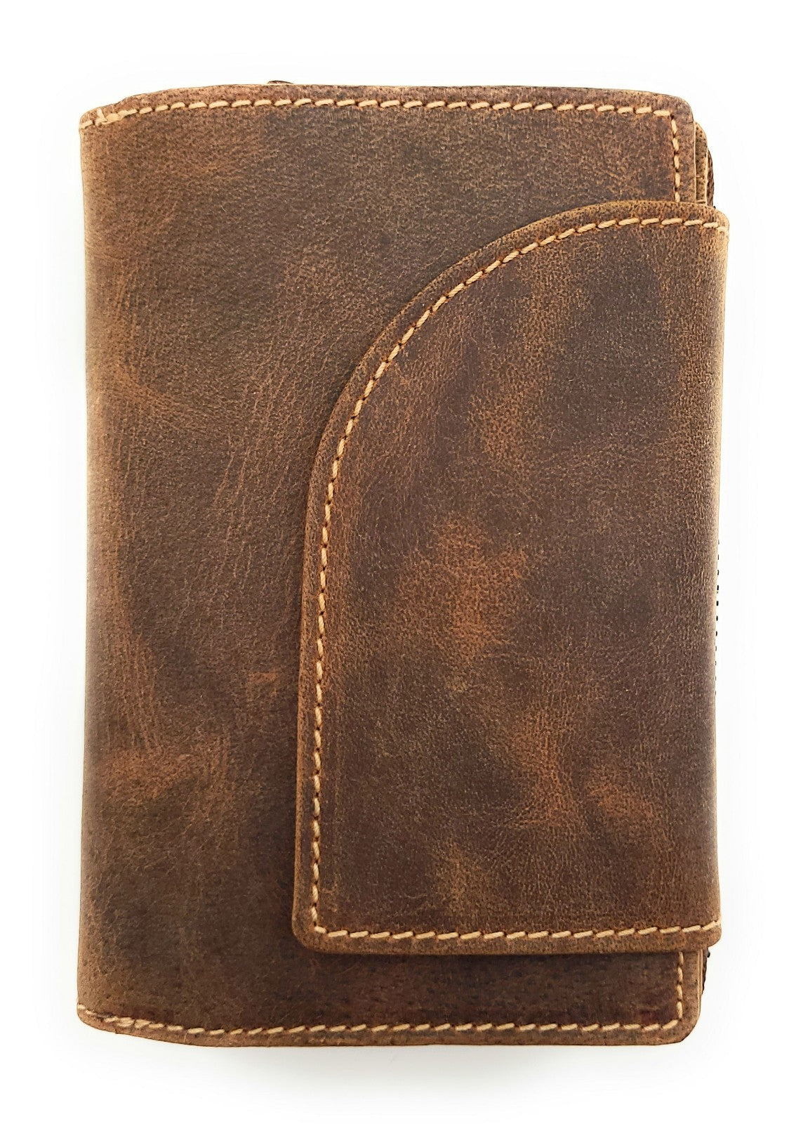 Jockey Club XL Damen Geldbörse Hunterleder Braun – RFID-Schutz, viele Fächer, Außenriegel