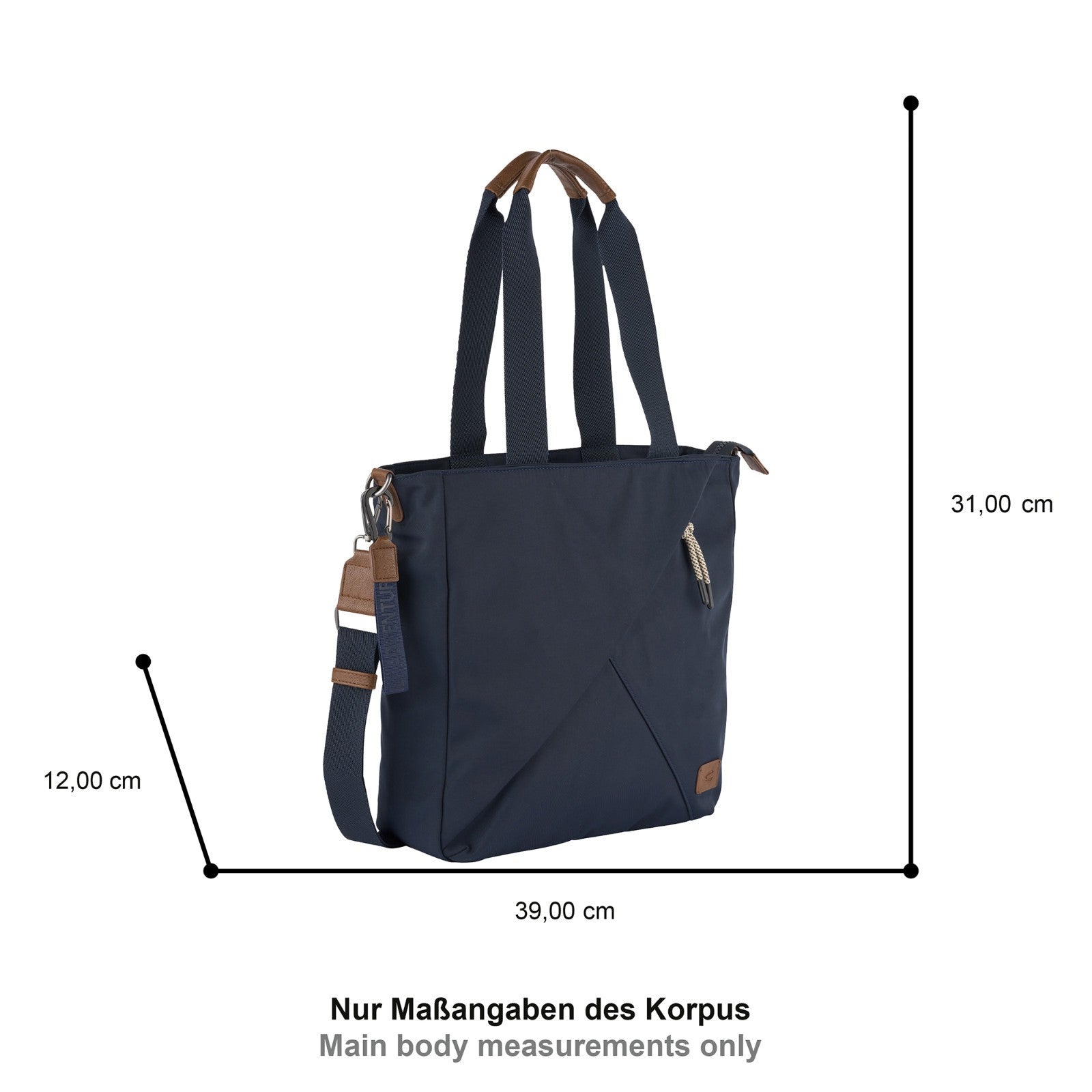 camel active Aurum Shopper Tasche - Nachhaltige Tote Bag aus recyceltem Nylon mit abnehmbarem Schulterriemen blau