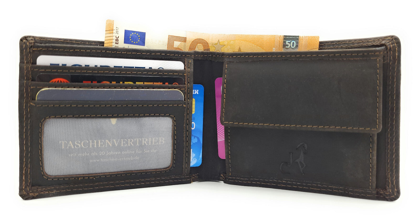 Jockey Club Basic Lederbörse Herren - Hunterleder RFID-Schutz Geldbörse Portemonnaie braun