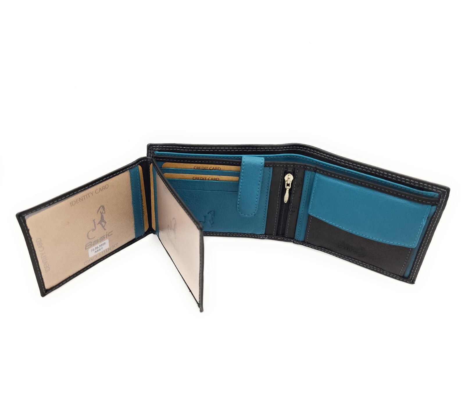 Jockey Club Basic echt Leder Geldbörse Portemonnaie RFID Schutz schwarz petrol