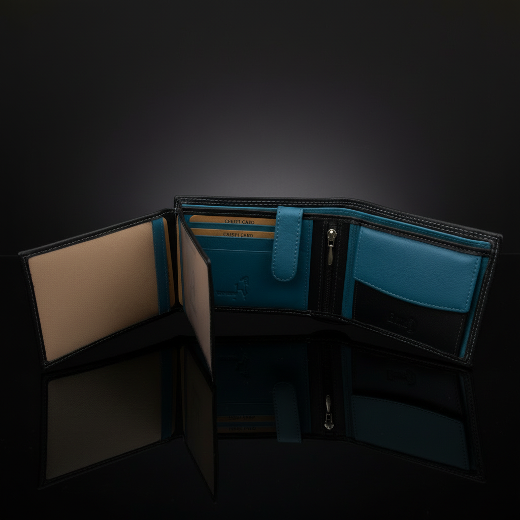 Jockey Club Basic echt Leder Geldbörse Portemonnaie RFID Schutz schwarz petrol