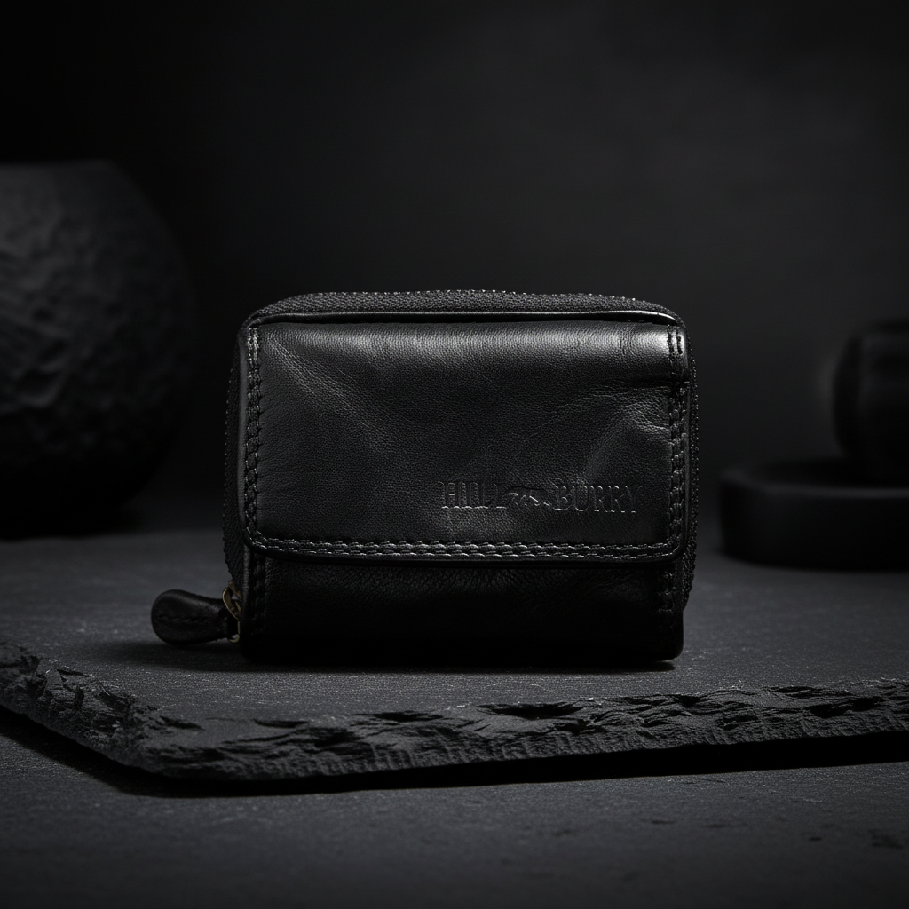 Hill Burry Mini echt Leder Damen Geldbörse Portemonnaie RFID Schutz Waschleder schwarz