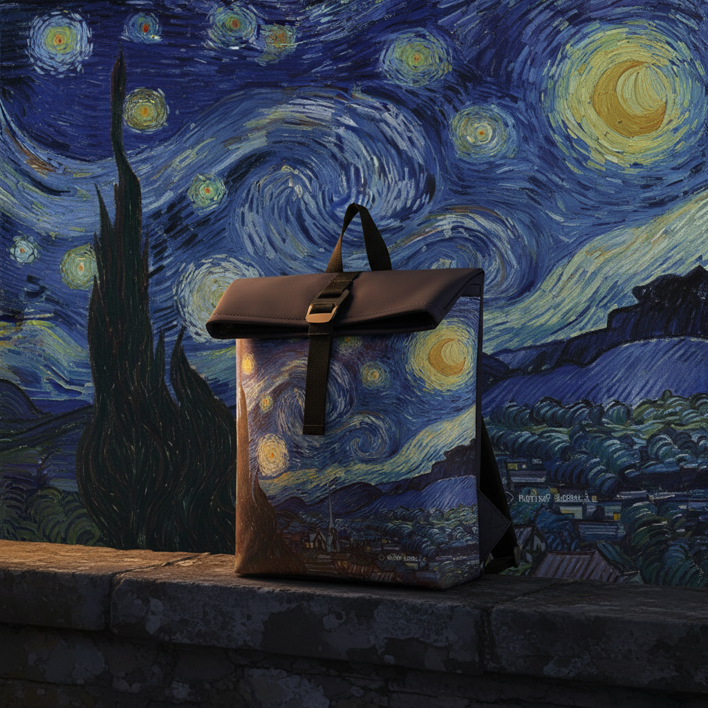 New Rebels Mart Art Roll Up City Rucksack Los Angeles starry night, Sternennacht wasserabweisend