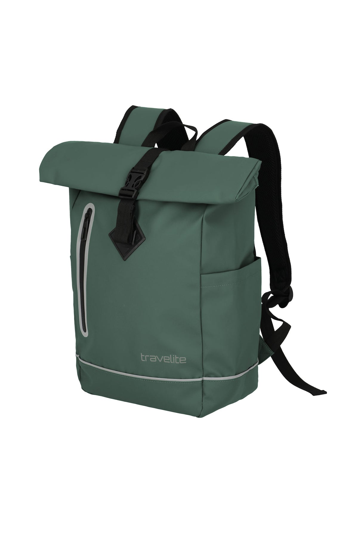 Travelite Rollup Fahrrad Rucksack Kurierrucksack Daypack aus wasserfester Plane mit Reflektoren pine green