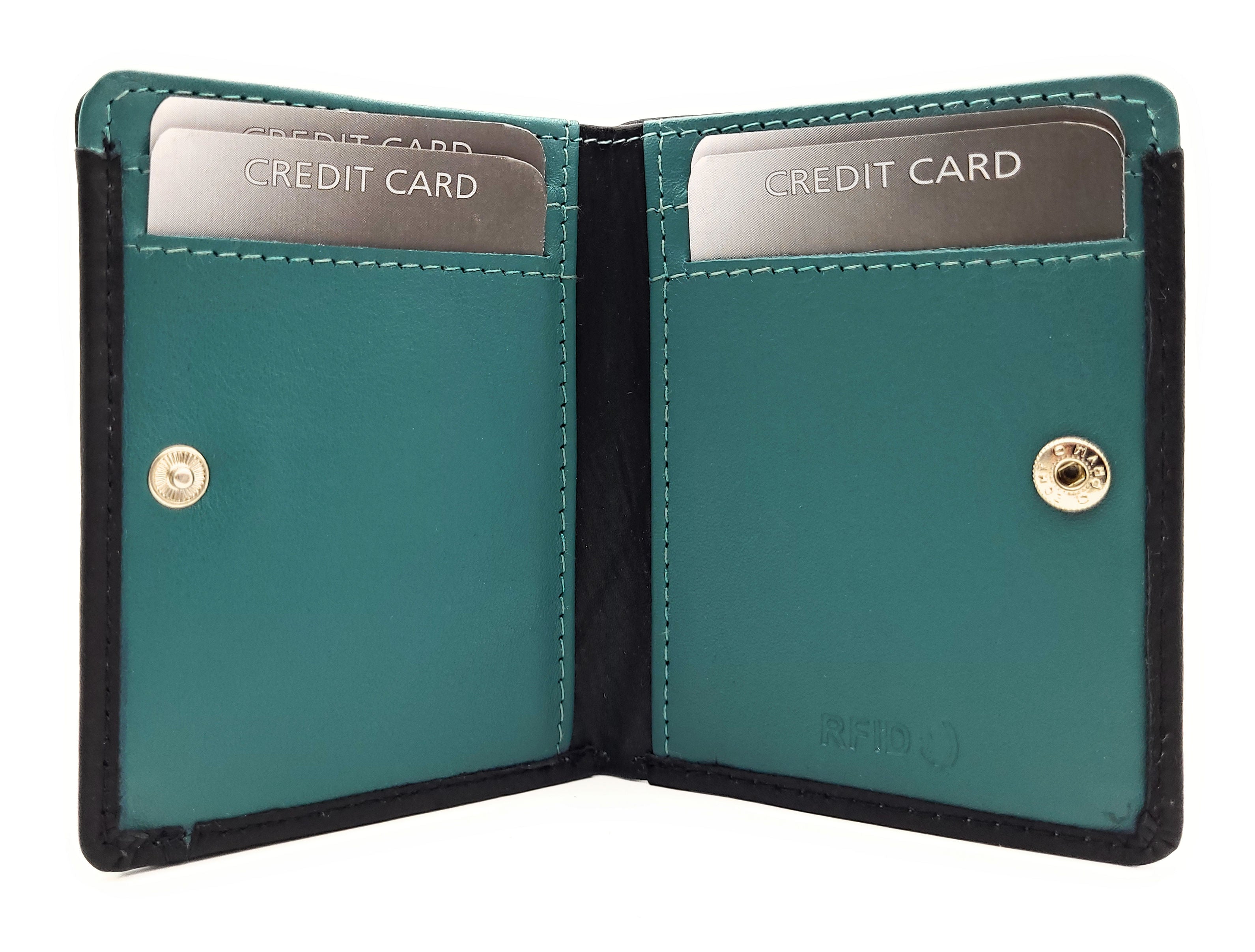 Jockey Club Mini Geldbörse aus Rindleder – Bicolor Lederbörse mit Kontrastnaht, Kartenfächern, Münzfach mit Chipfach, weich & kompakt, 80x95mm