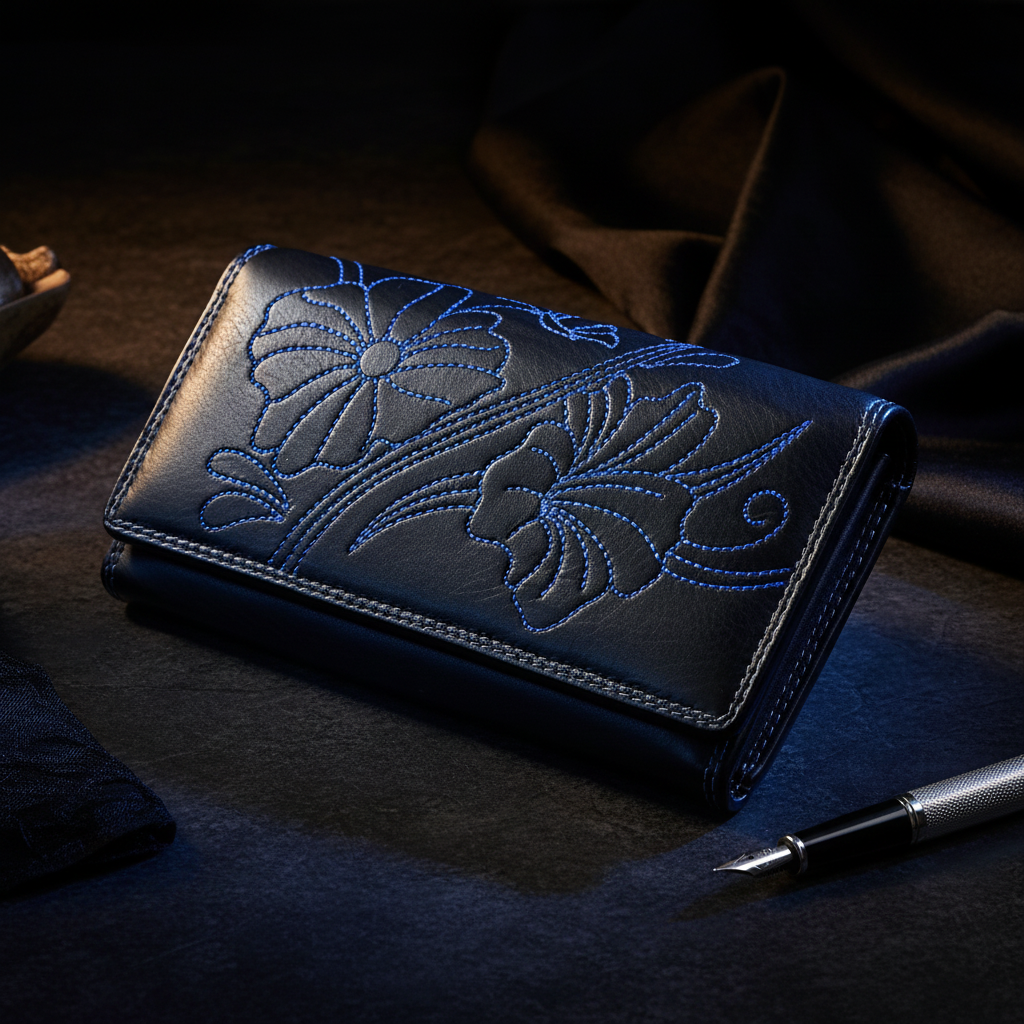 Jockey Club echt Leder Damen Geldbörse Portemonnaie mit RFID Schutz Flower royal-blau