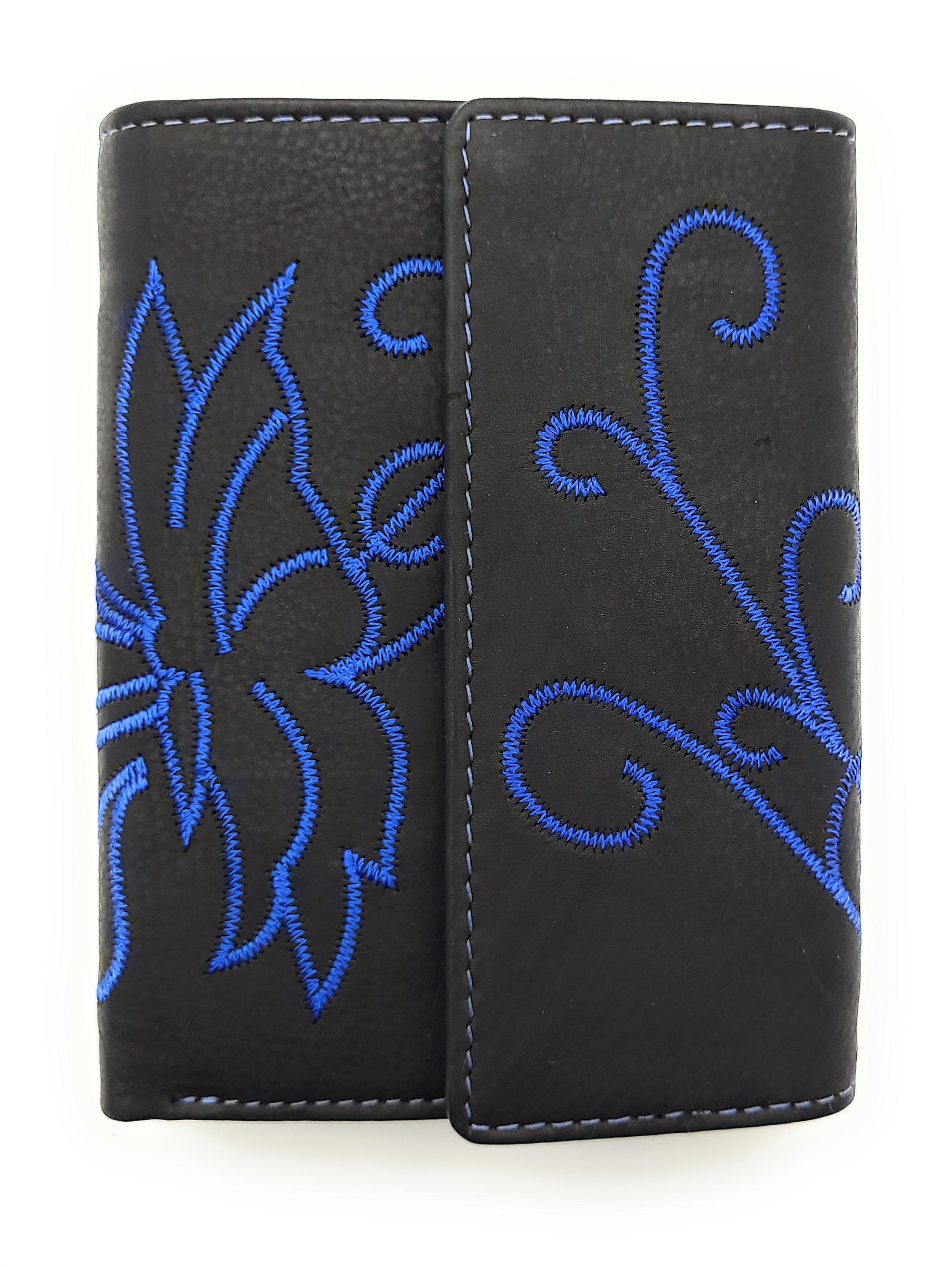 Jockey Club echt Leder Damen Geldbörse mit Stickerei Schmetterling + RFID Schutz blau