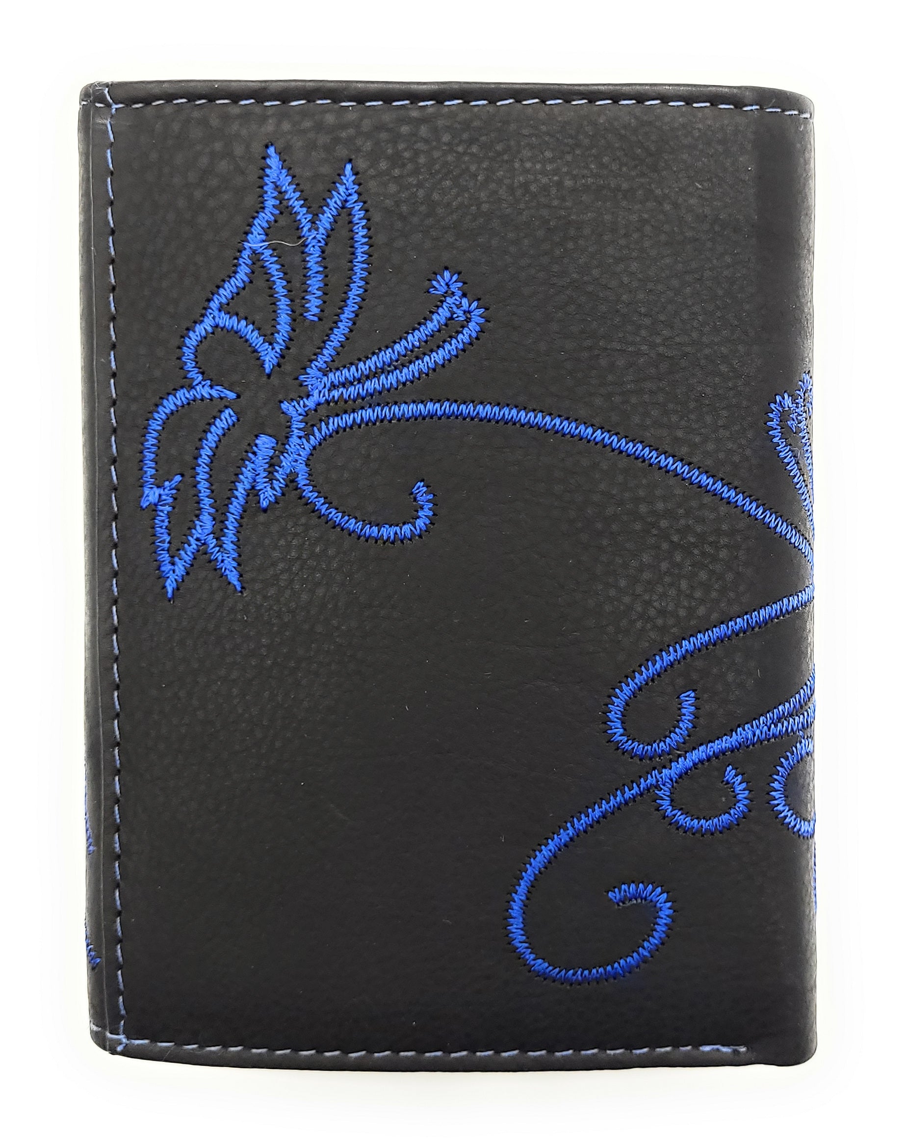 Jockey Club echt Leder Damen Geldbörse mit Stickerei Schmetterling + RFID Schutz blau