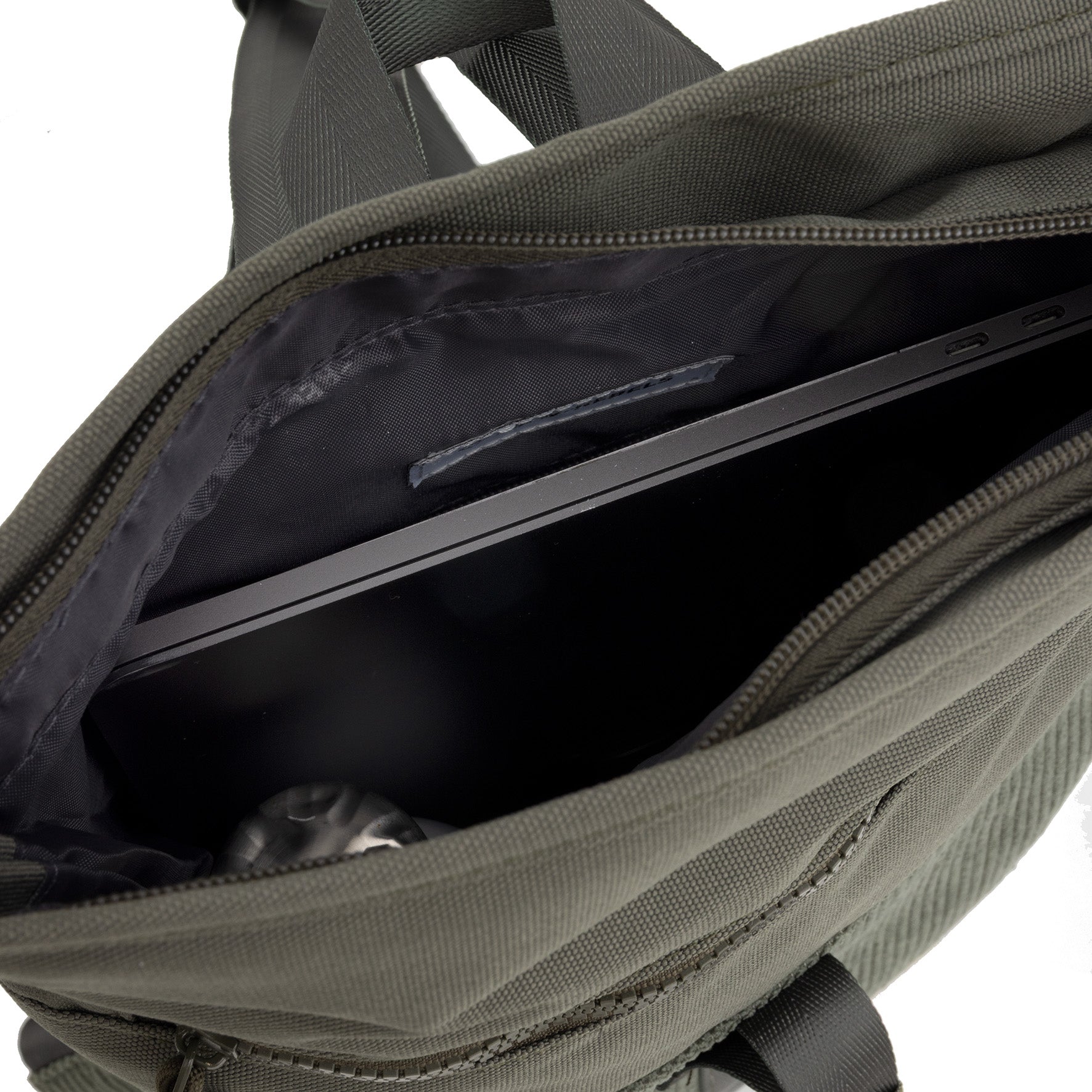New Rebels Ribbi Roll Up Rolltop City Rucksack Los Angeles Kordoptik grün