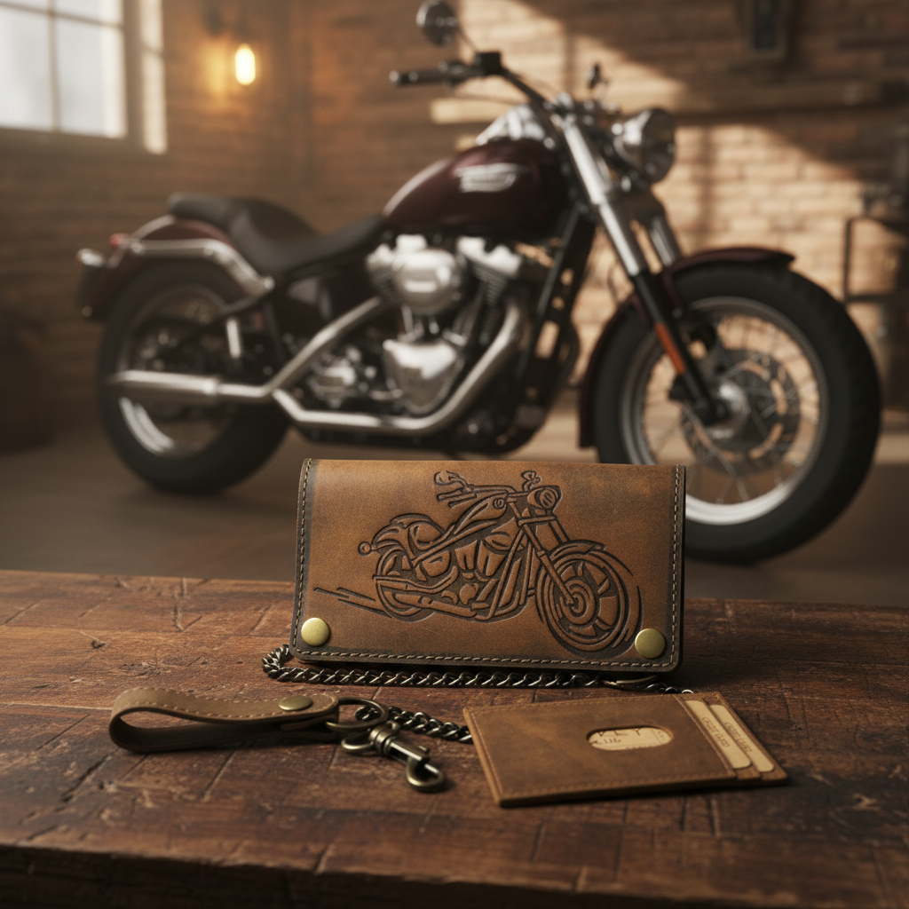 Jockey Club Biker Geldbörse mit Kette und herausnehmbaren Kreditkartenetui echt Leder Portemonnaie Motorrad mit RFID Schutz