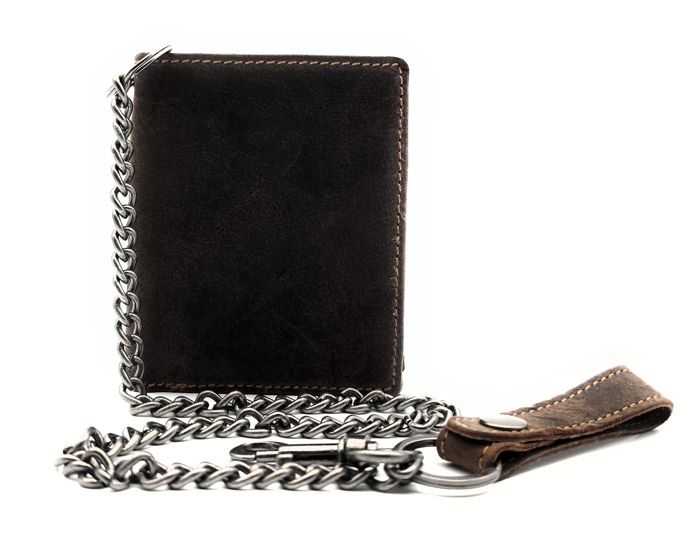 Jockey Club Leder Geldbörse mit Kette & RFID-Schutz – Vintage Biker Portemonnaie Herren