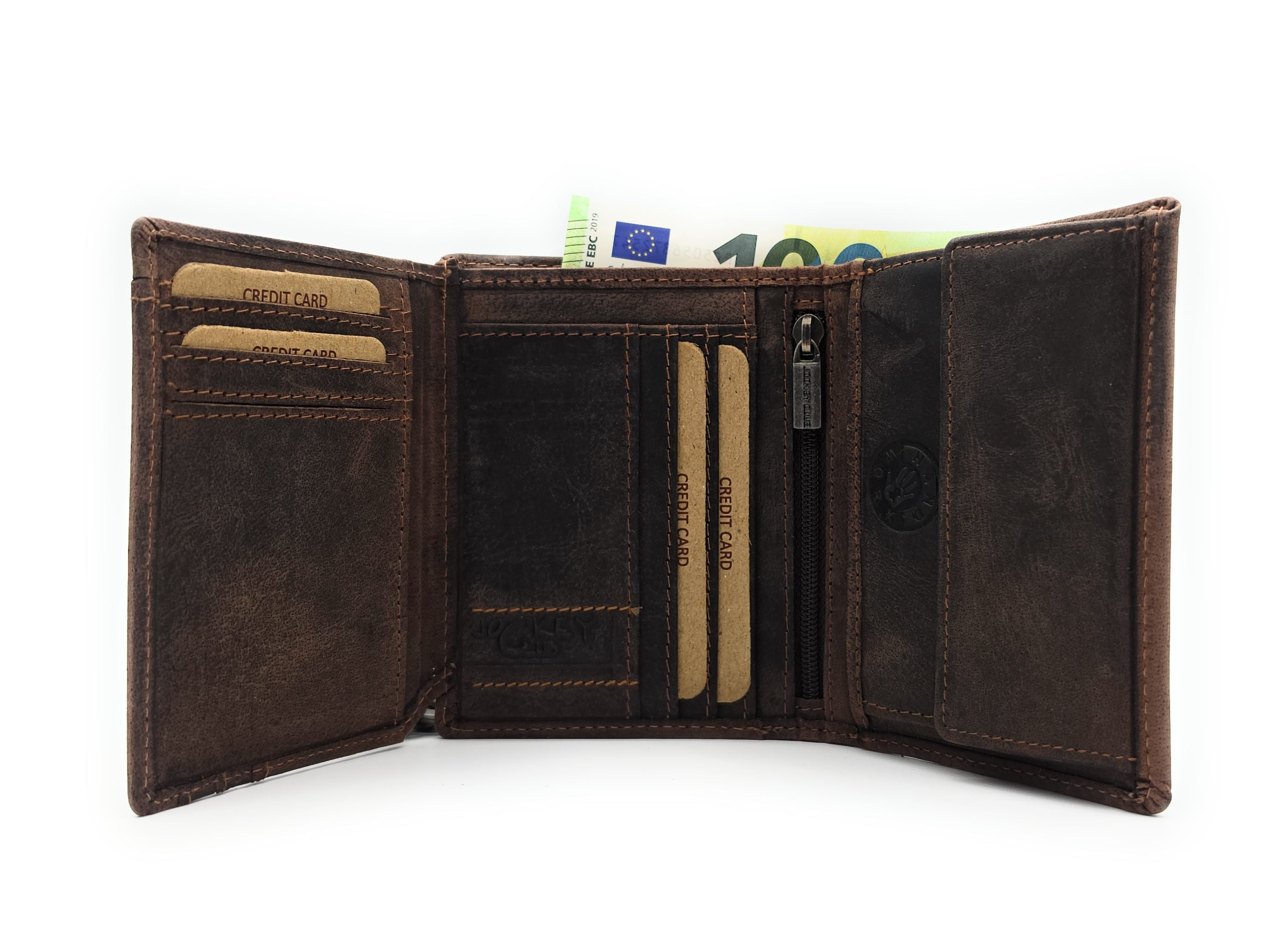 Jockey Club Leder Geldbörse mit Kette & RFID-Schutz – Vintage Biker Portemonnaie Herren